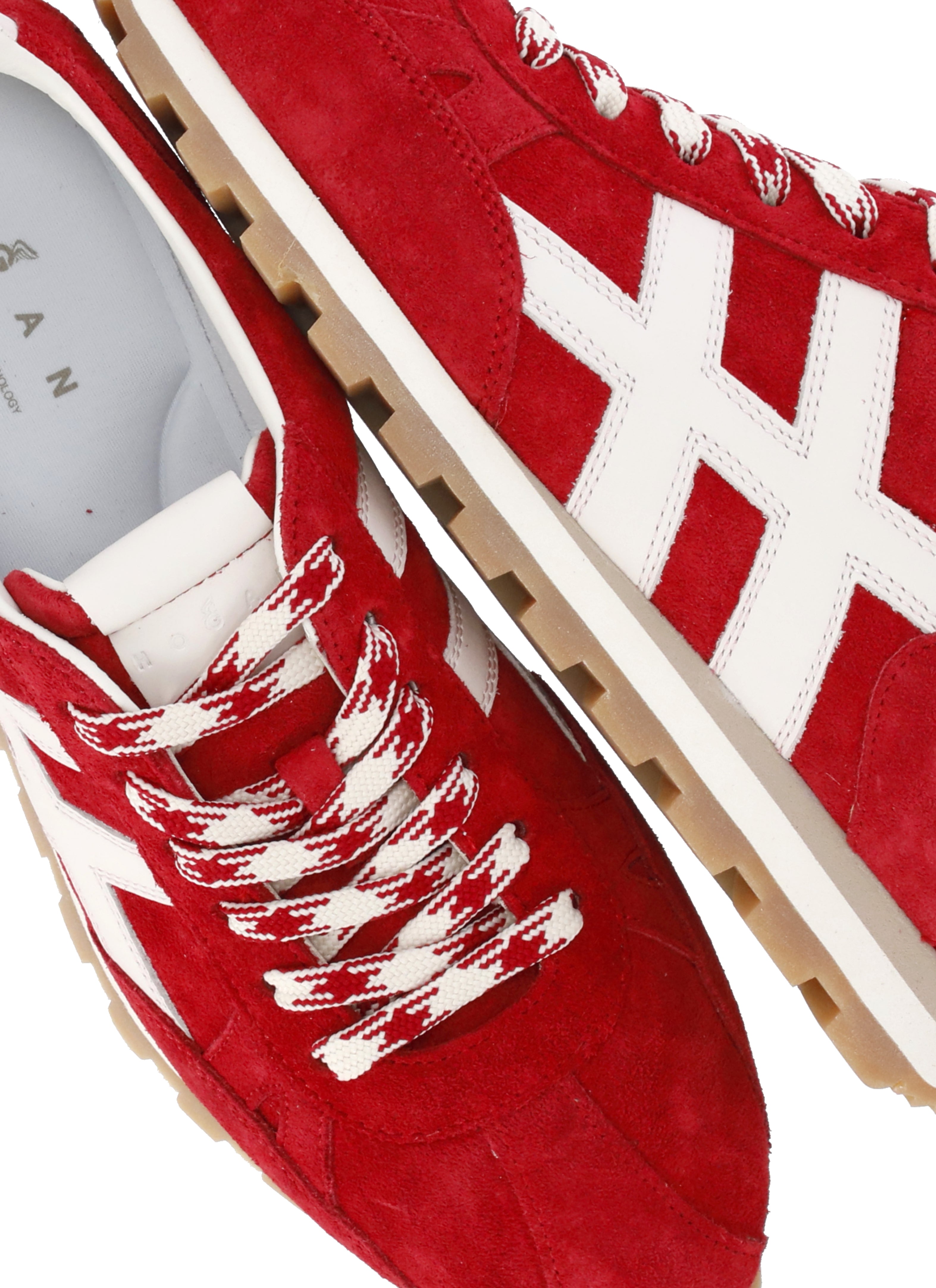 Hogan Sneakers Red Cowhide Sole: Rubber