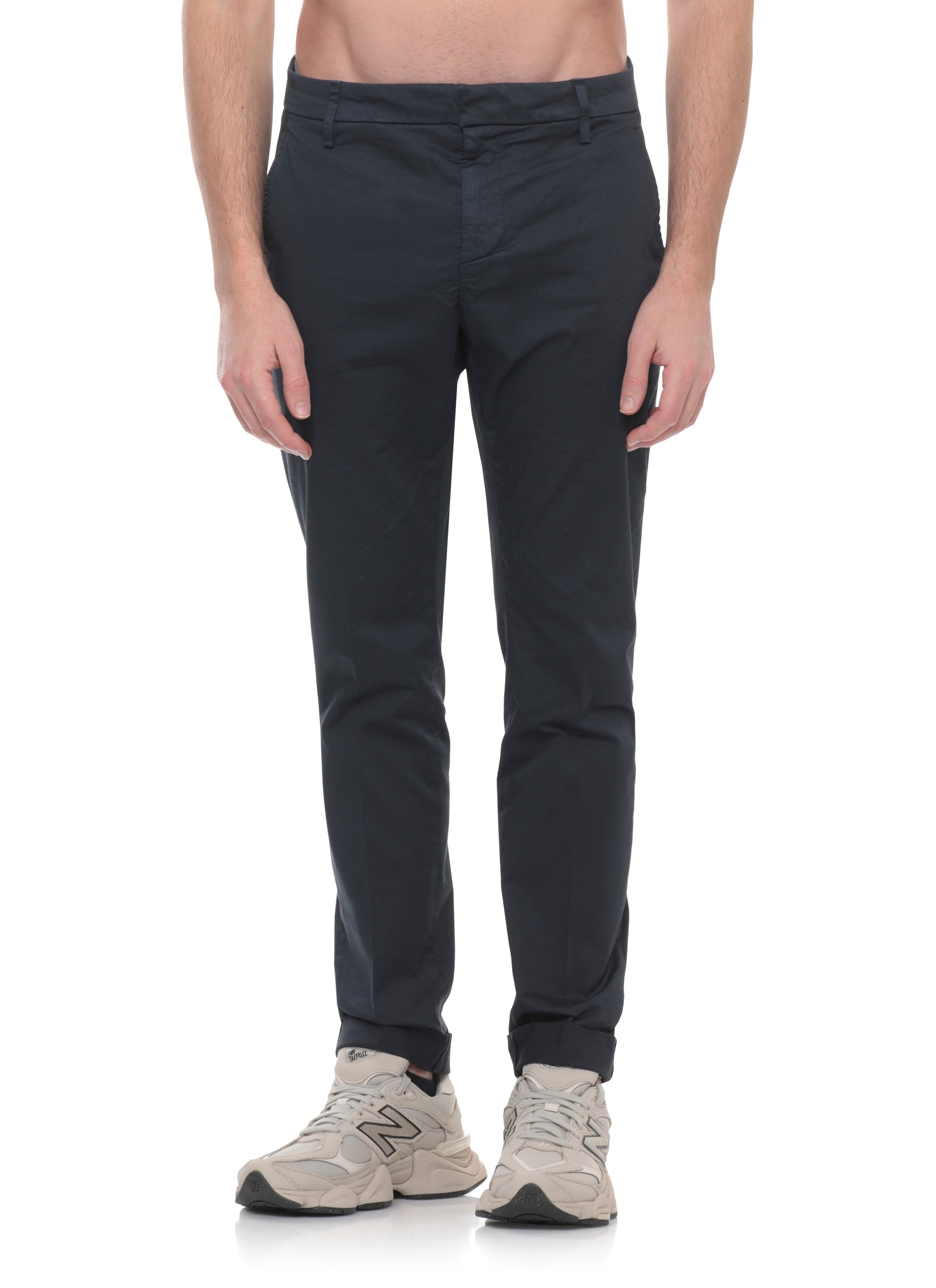 Dondup Trousers Blue Cotton Elastane