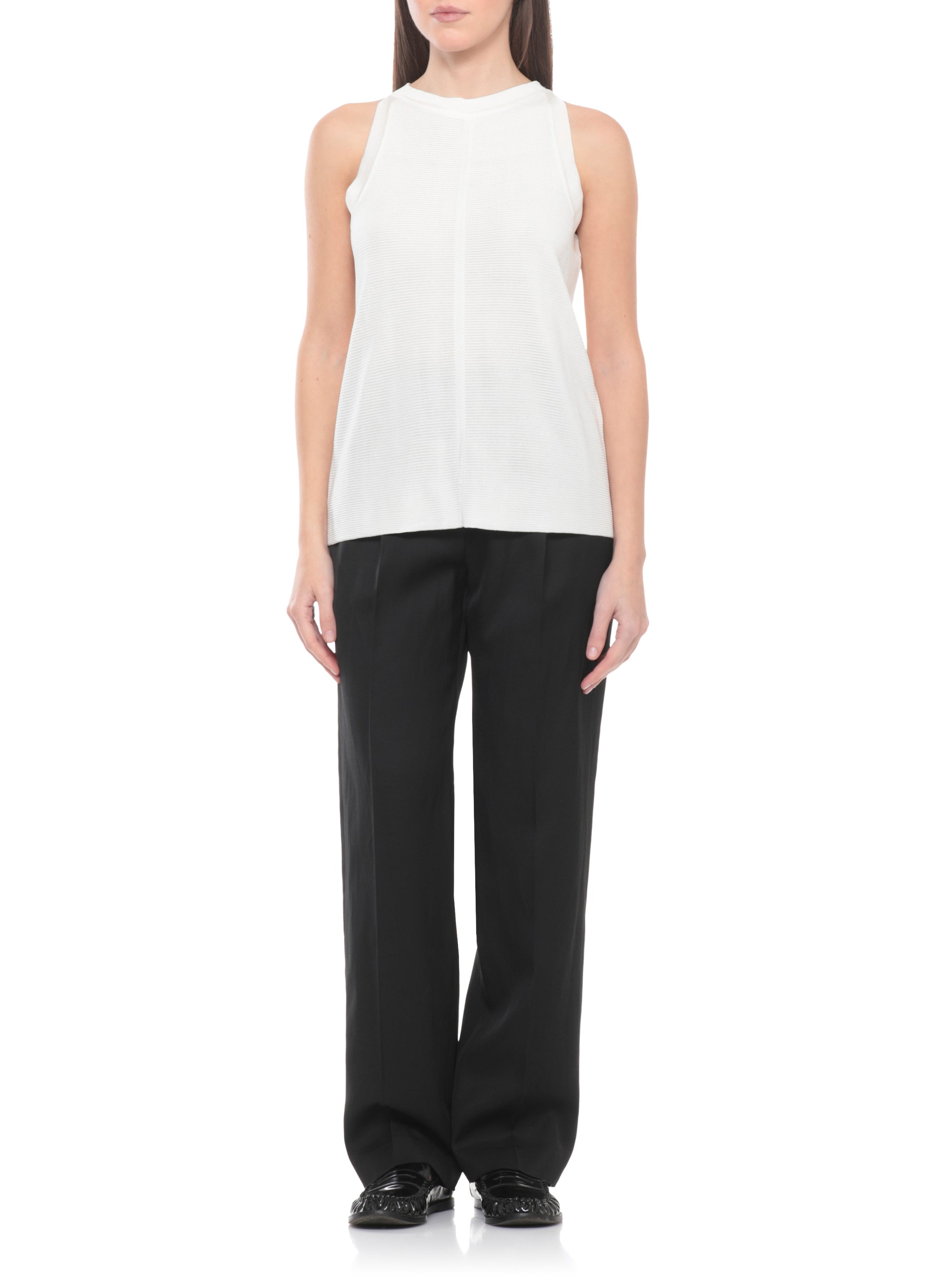 LOULOU DE SAISON Trousers Black Viscose Linen Lining