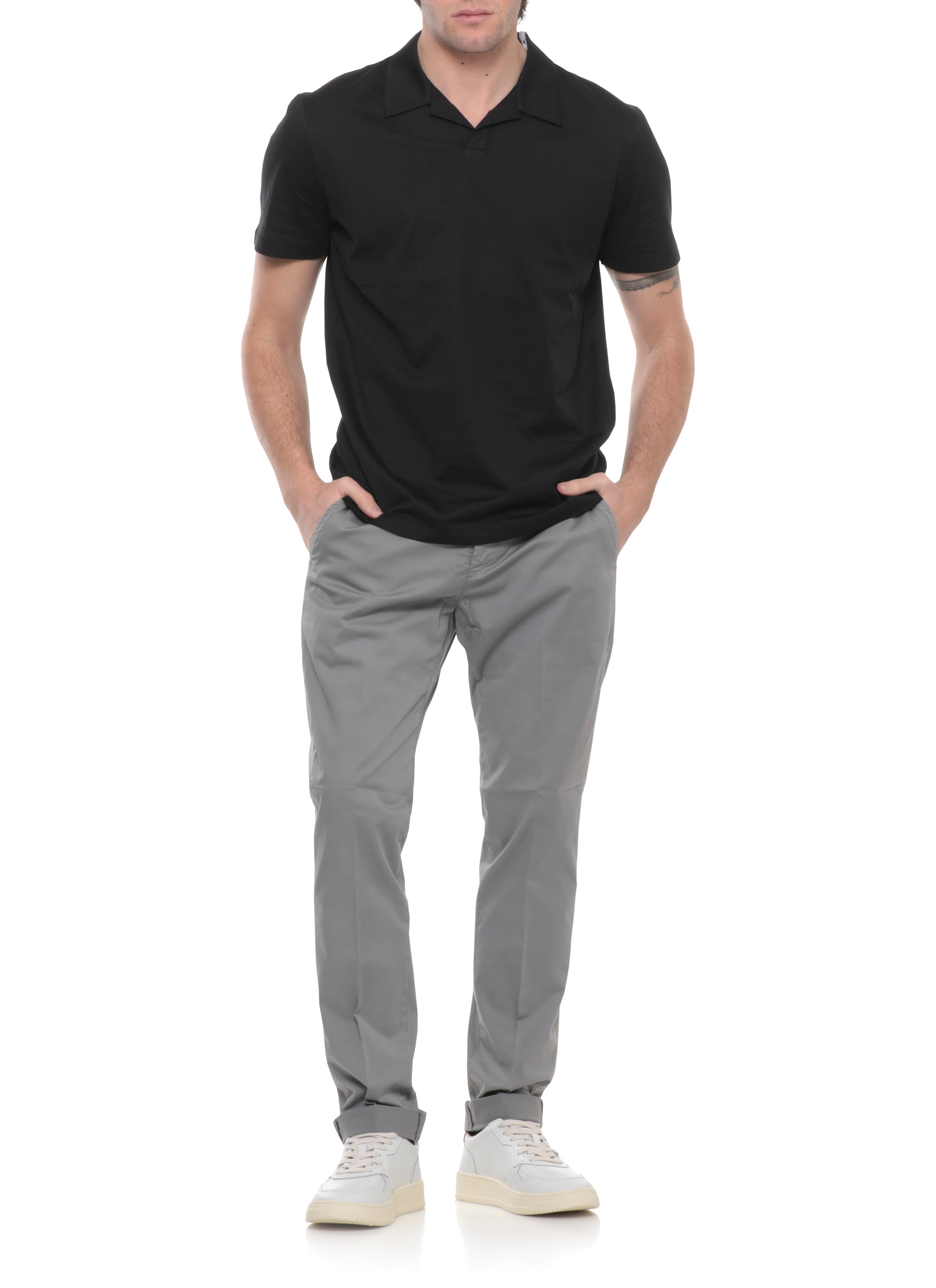 Dondup Trousers Grey Cotton Elastane