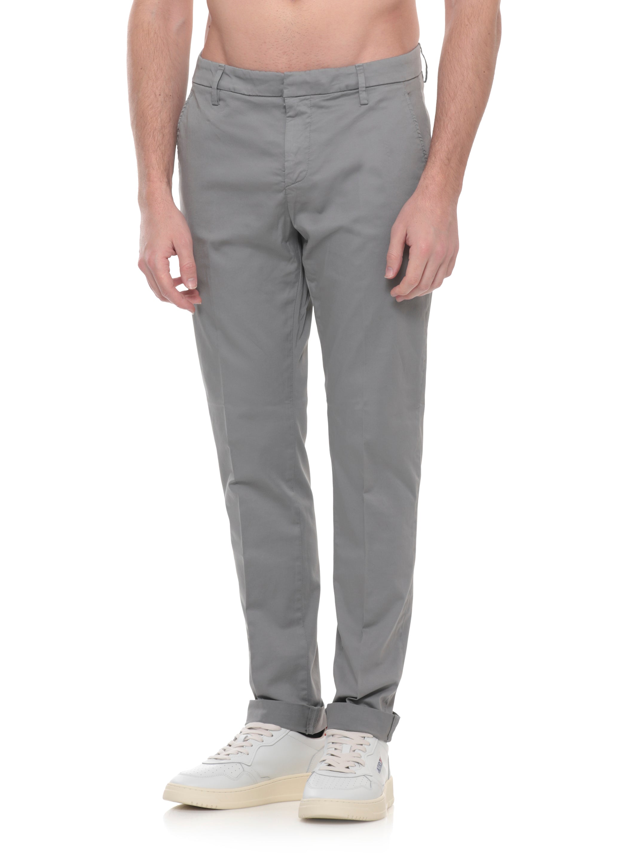 Dondup Trousers Grey Cotton Elastane