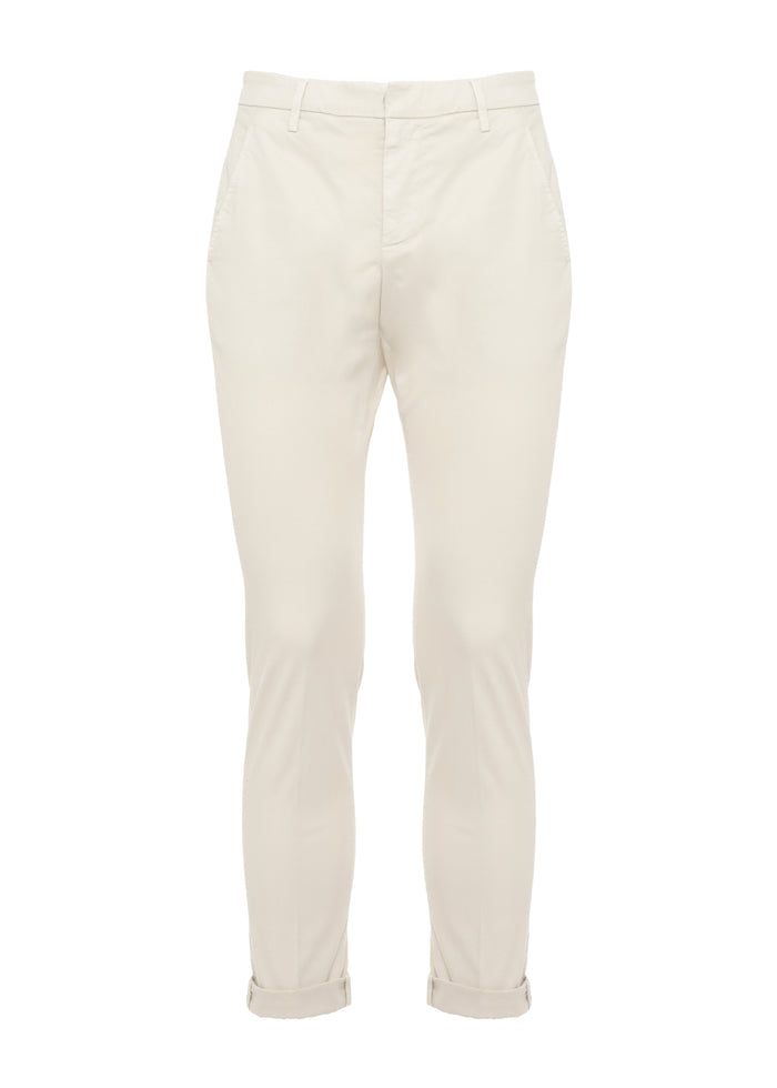 Dondup Trousers Ivory Cotton Elastane