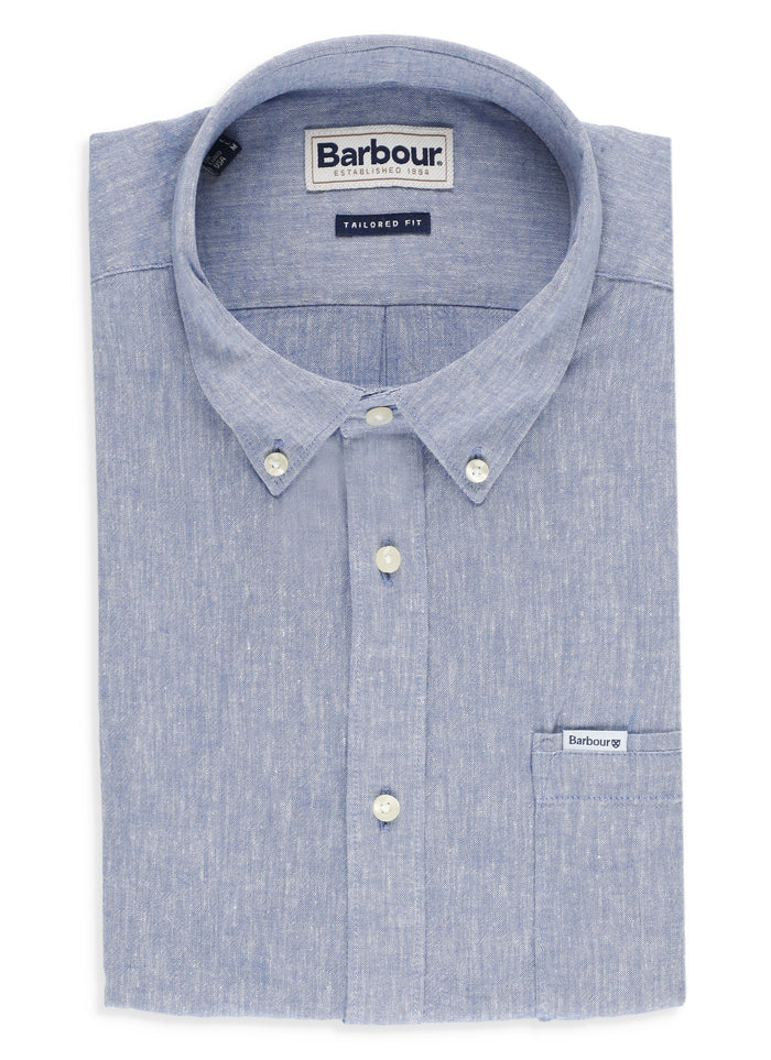 Barbour Shirts Light Blue Linen Cotton