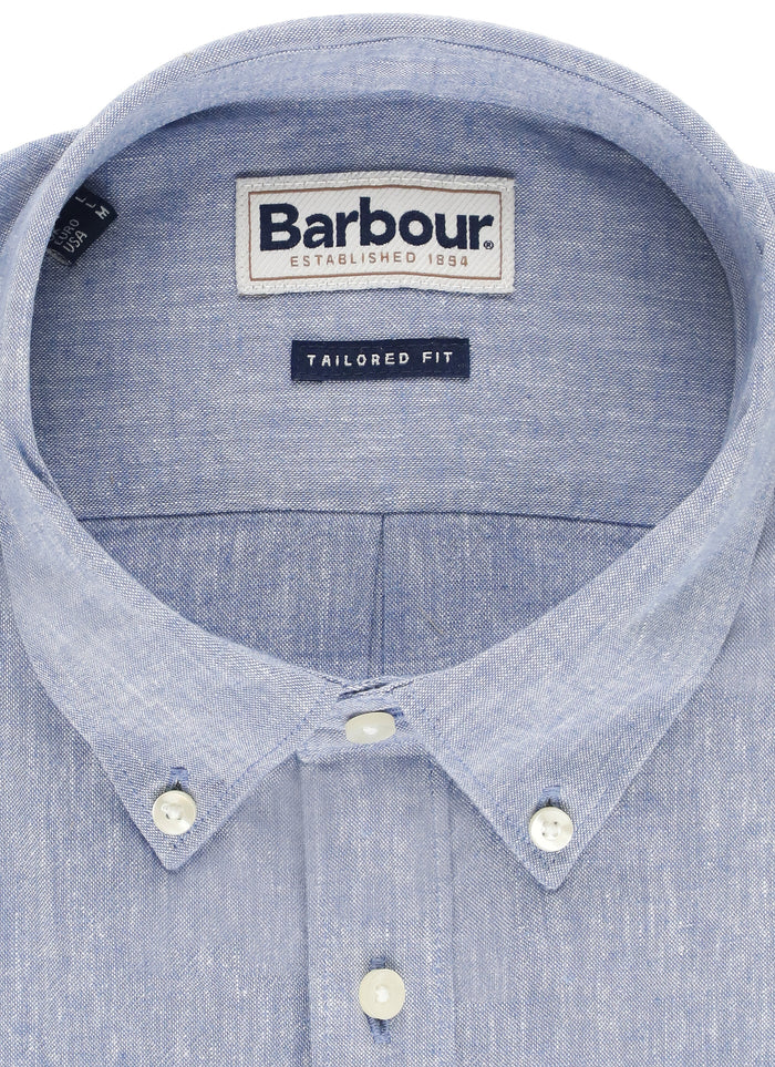 Barbour Shirts Light Blue Linen Cotton