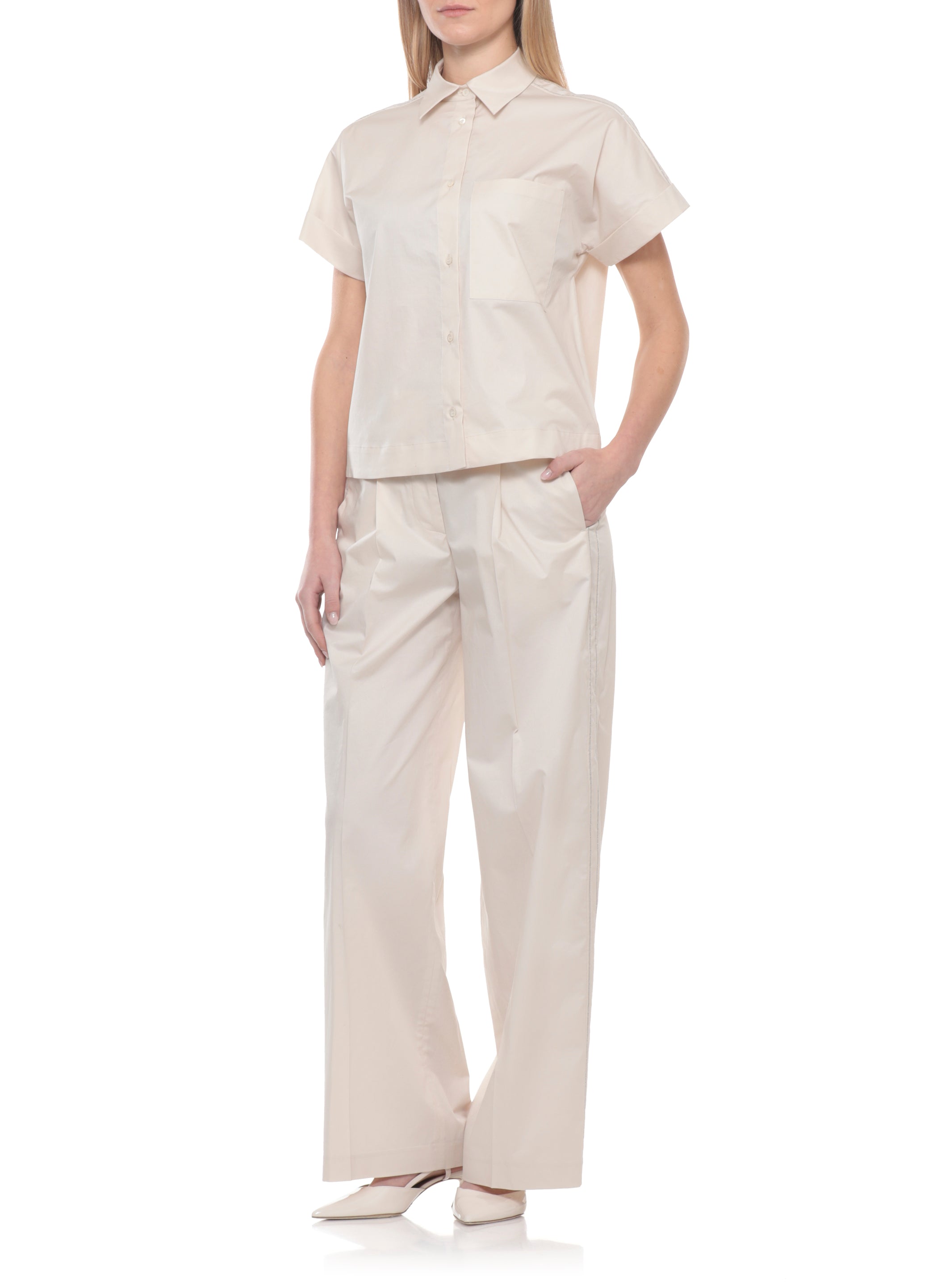 Peserico Shirts Ivory Cotton Elastane