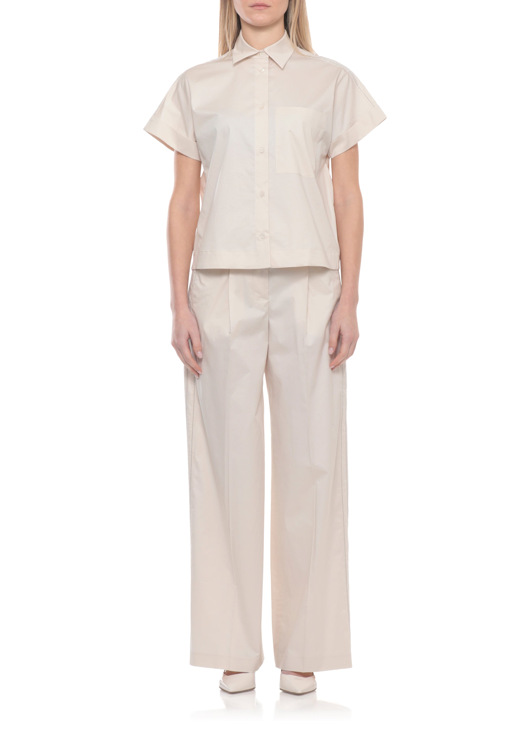 Peserico Shirts Ivory Cotton Elastane