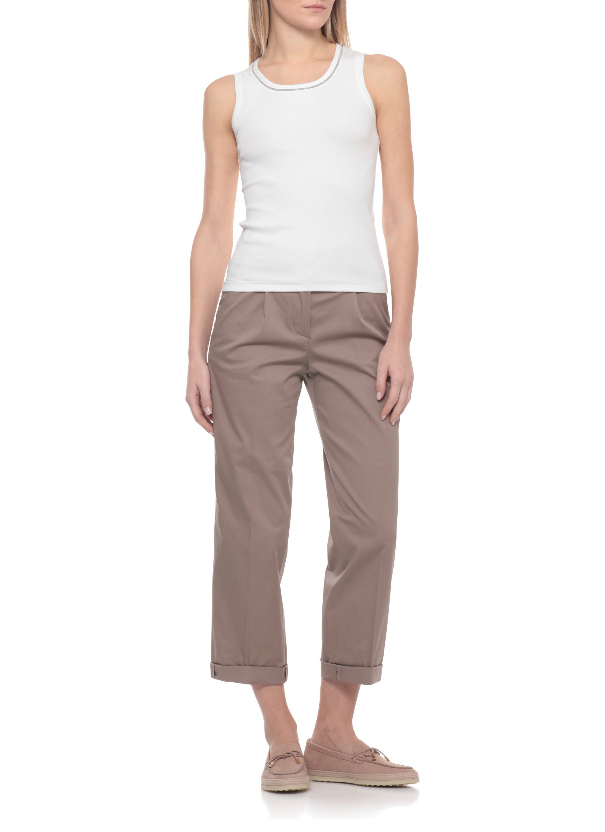 Panicale Top White Cotton Elastane