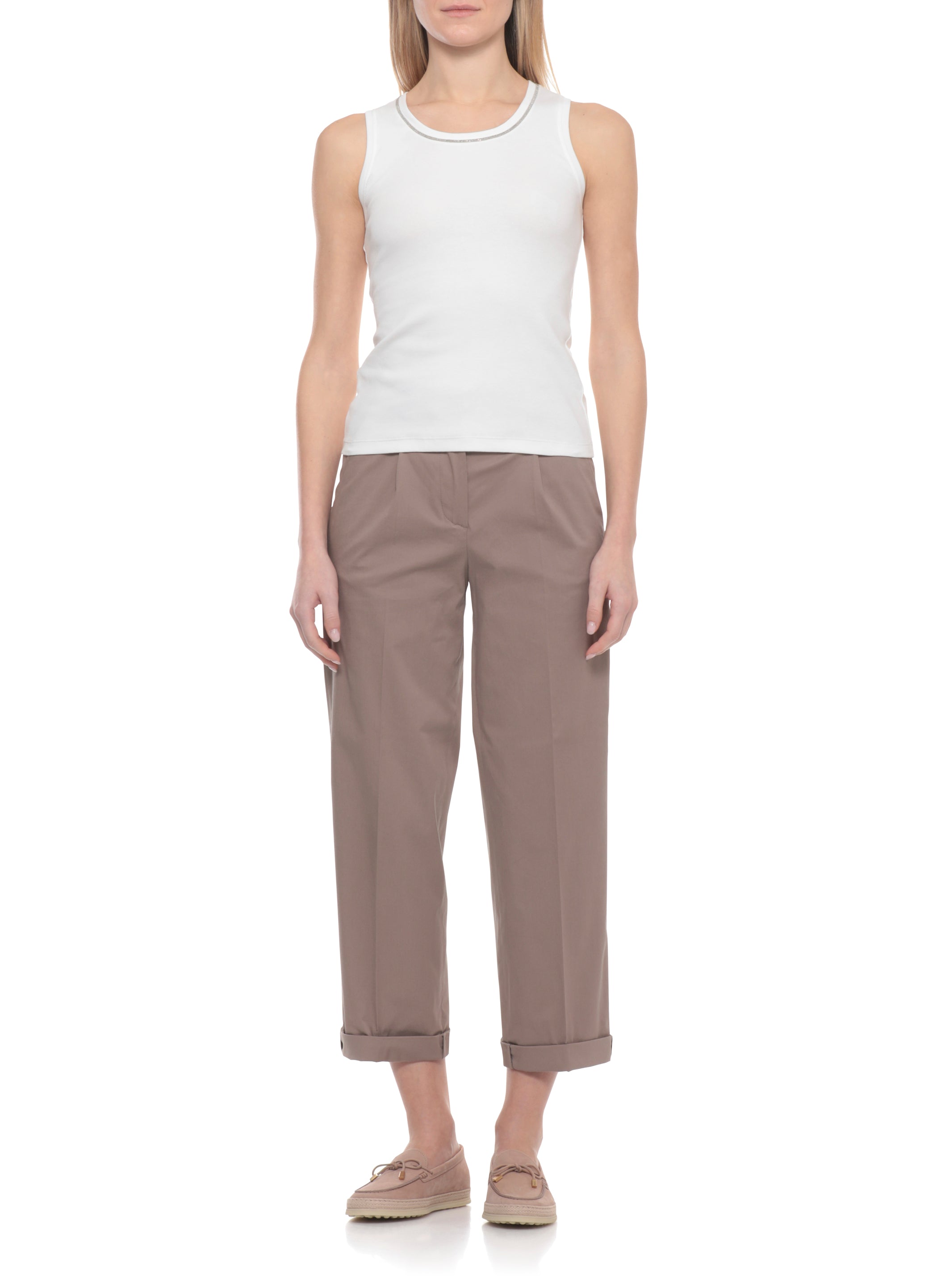 Panicale Top White Cotton Elastane