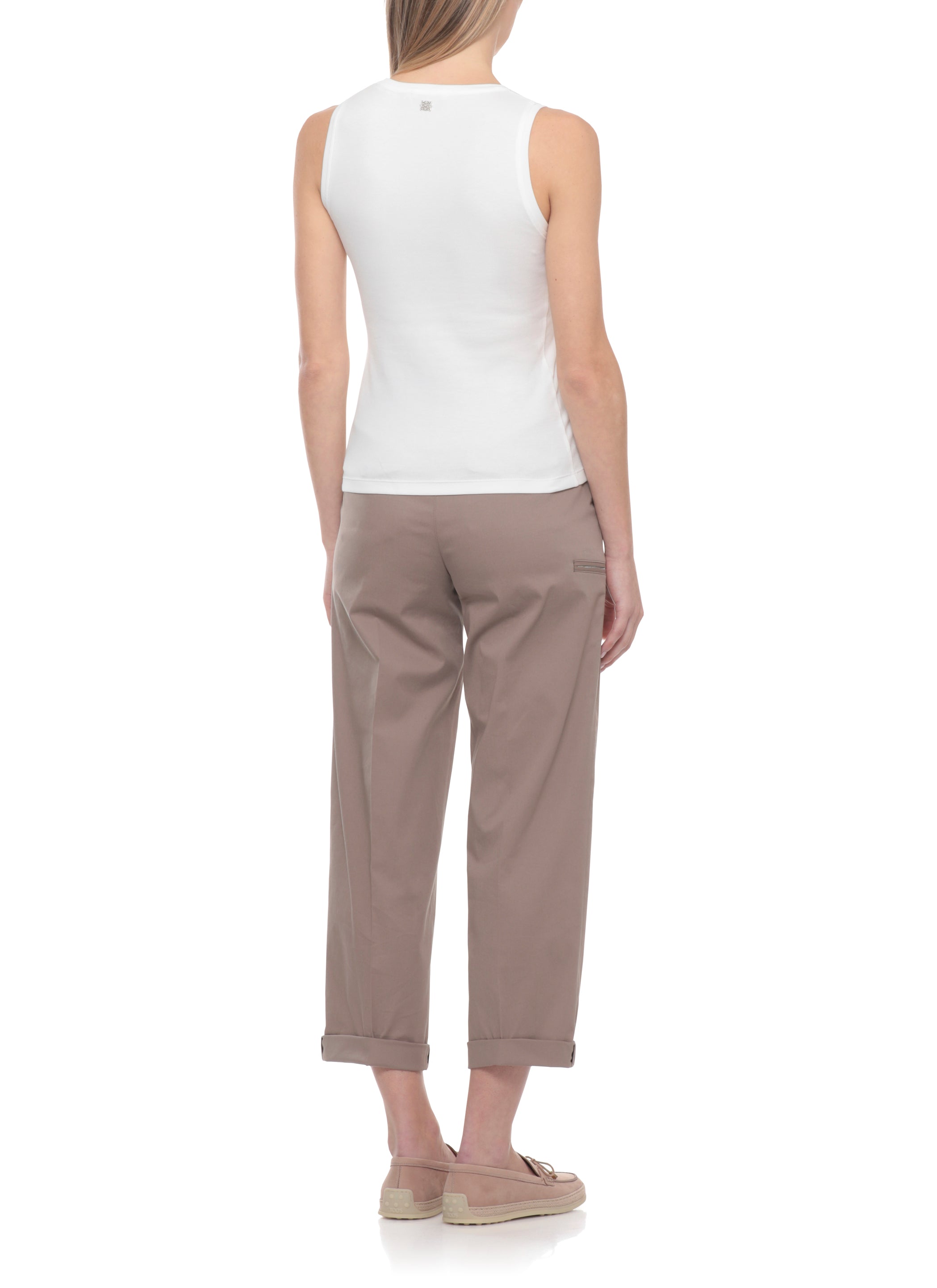 Panicale Top White Cotton Elastane