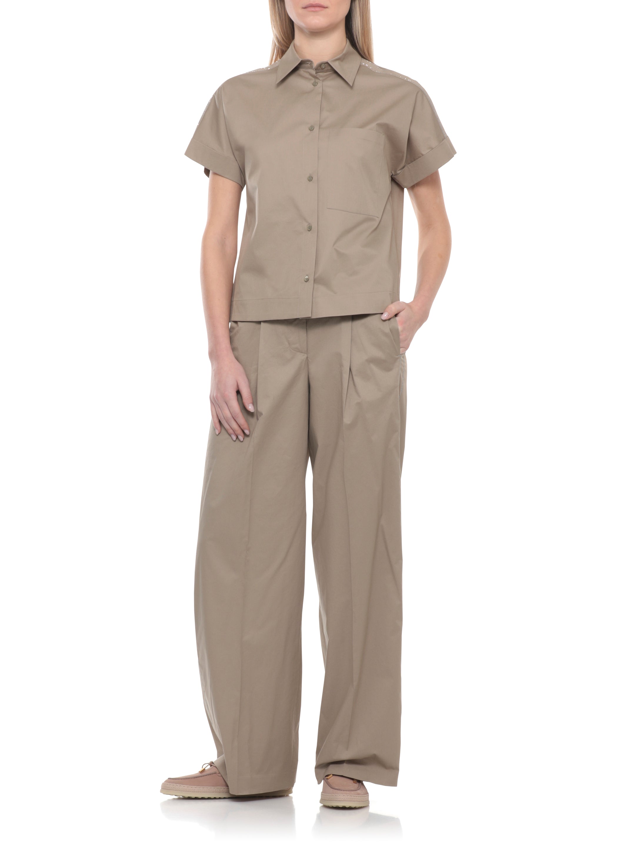 Peserico Shirts Green Cotton Elastane