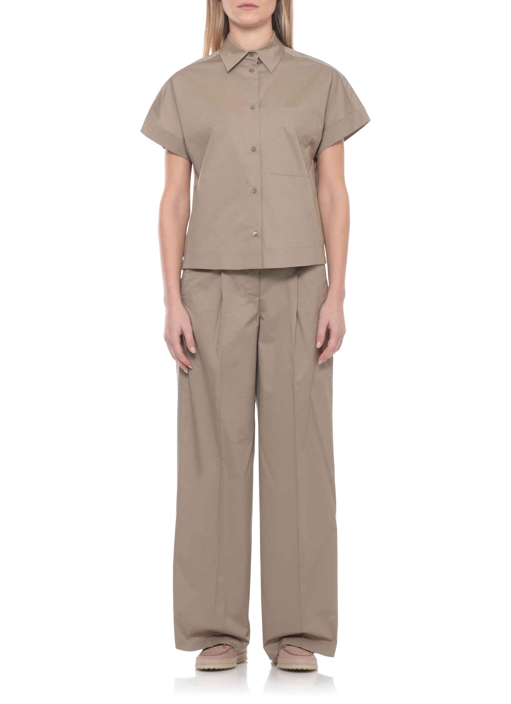 Peserico Shirts Green Cotton Elastane