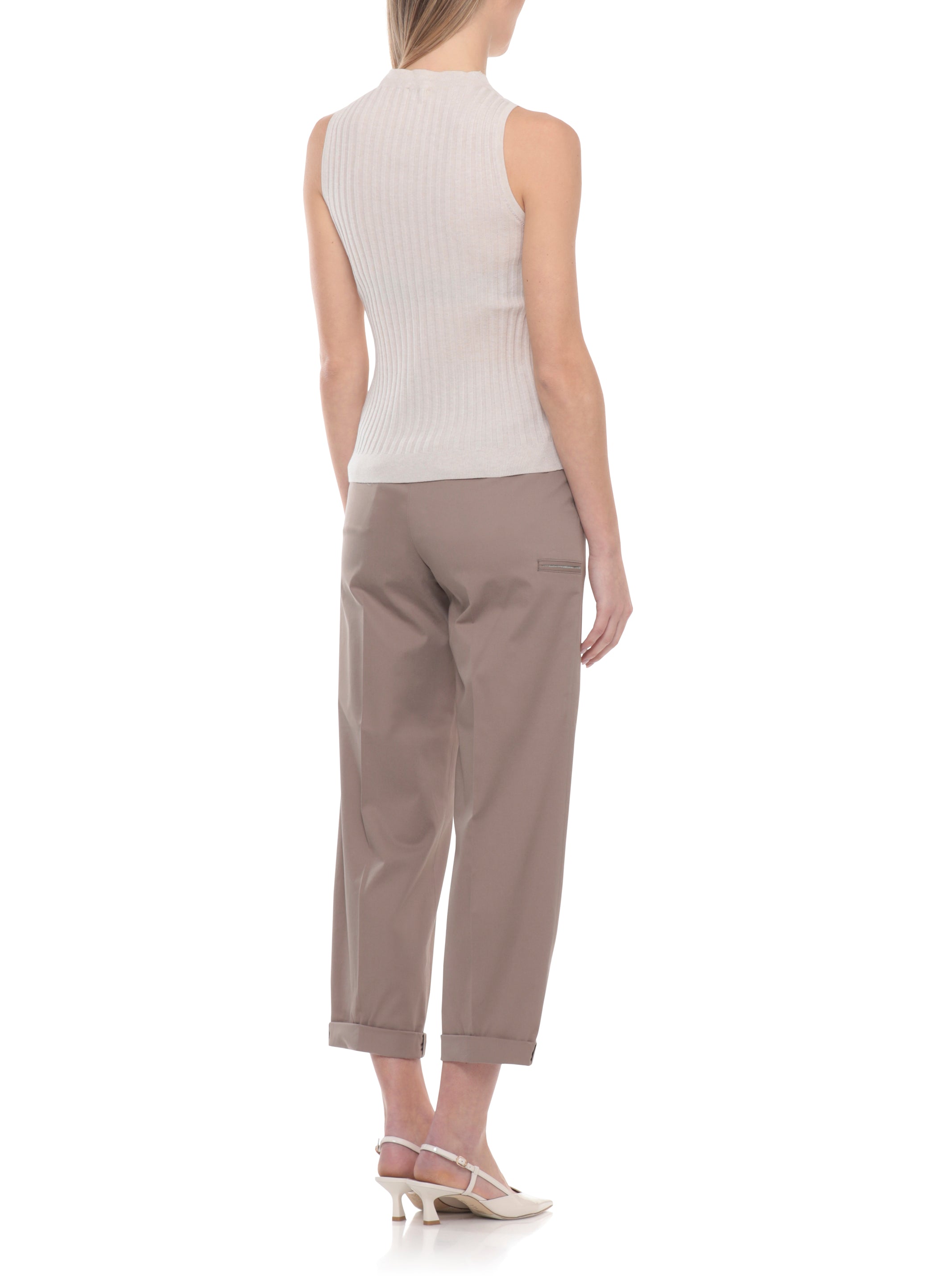 Peserico Top Beige Cotton Polyamide Polyester