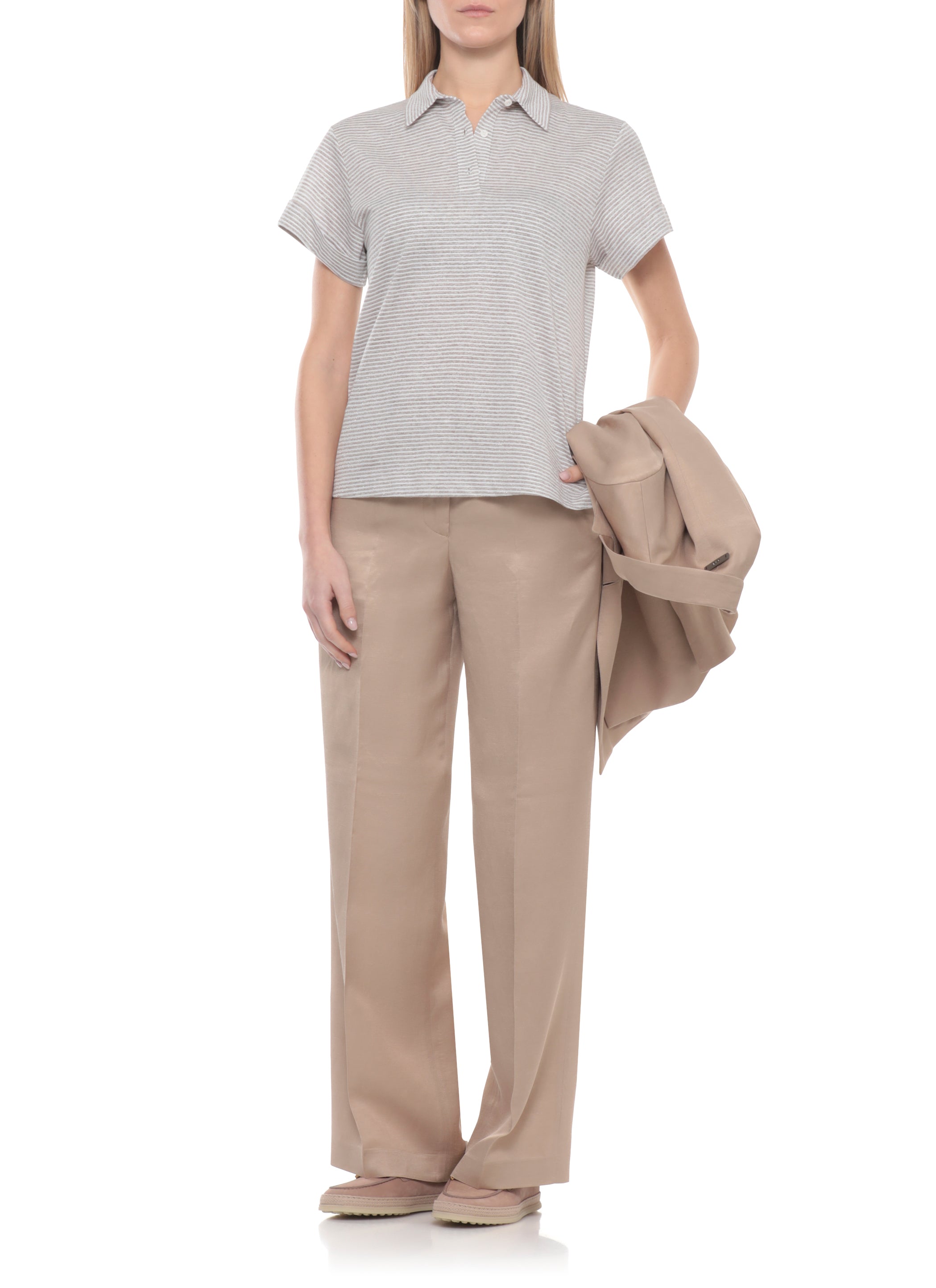 Peserico T-shirts and Polos Beige Linen Cotton Polyamide Lurex