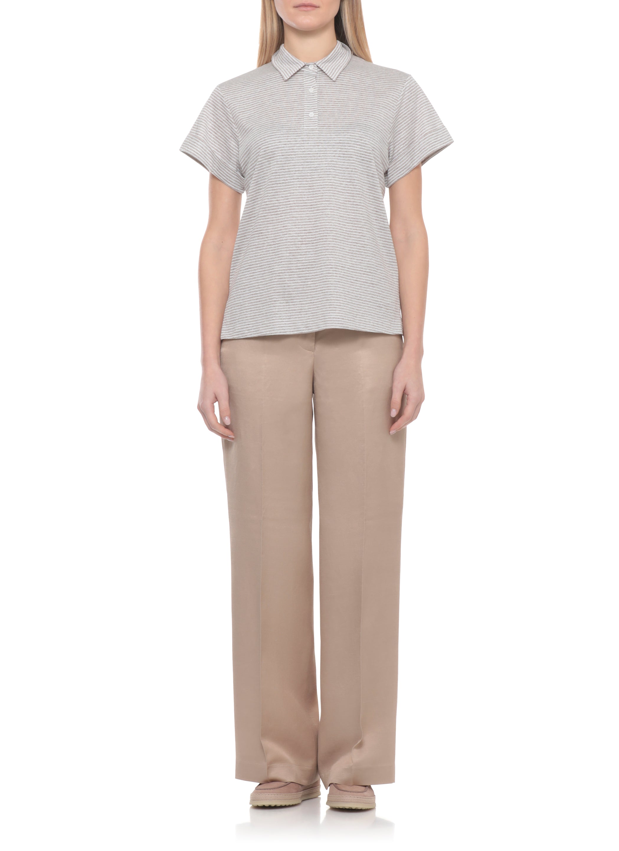 Peserico T-shirts and Polos Beige Linen Cotton Polyamide Lurex