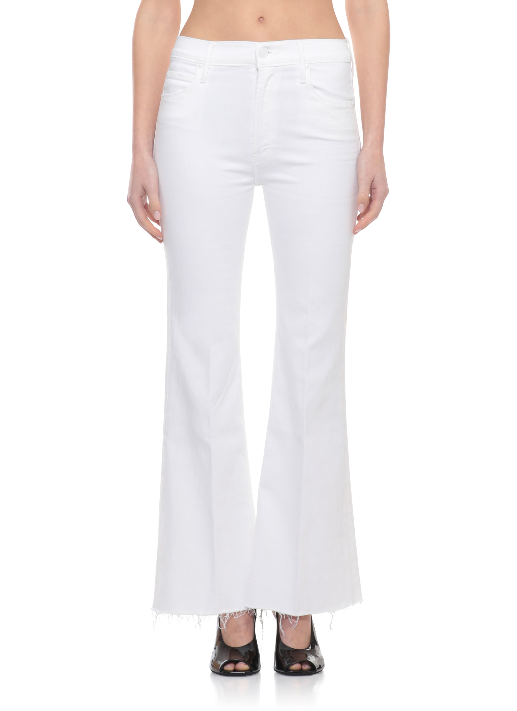 Mother Jeans White Cotton Polyester Elastane