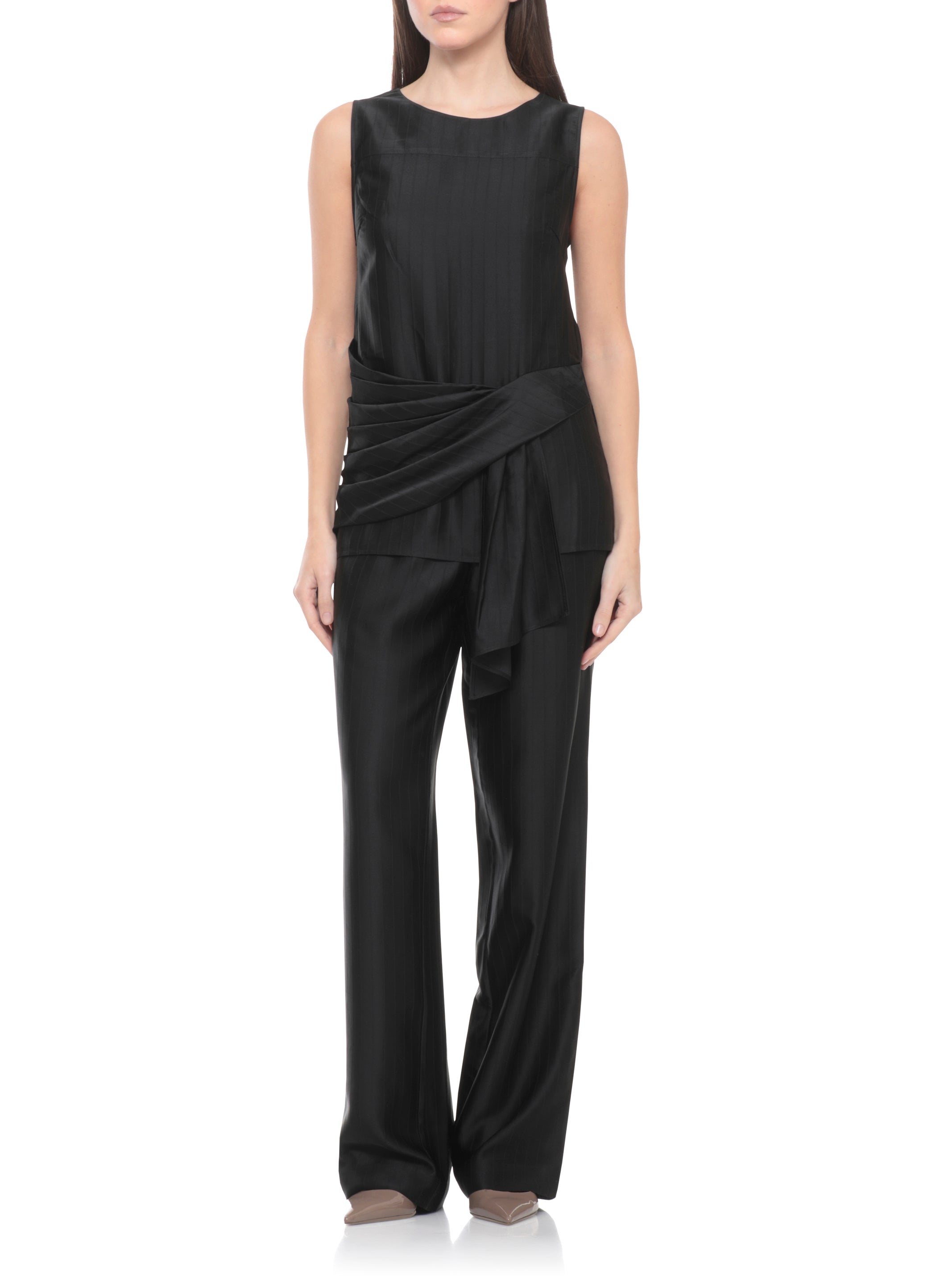 LOULOU DE SAISON Trousers Black Viscose Silk