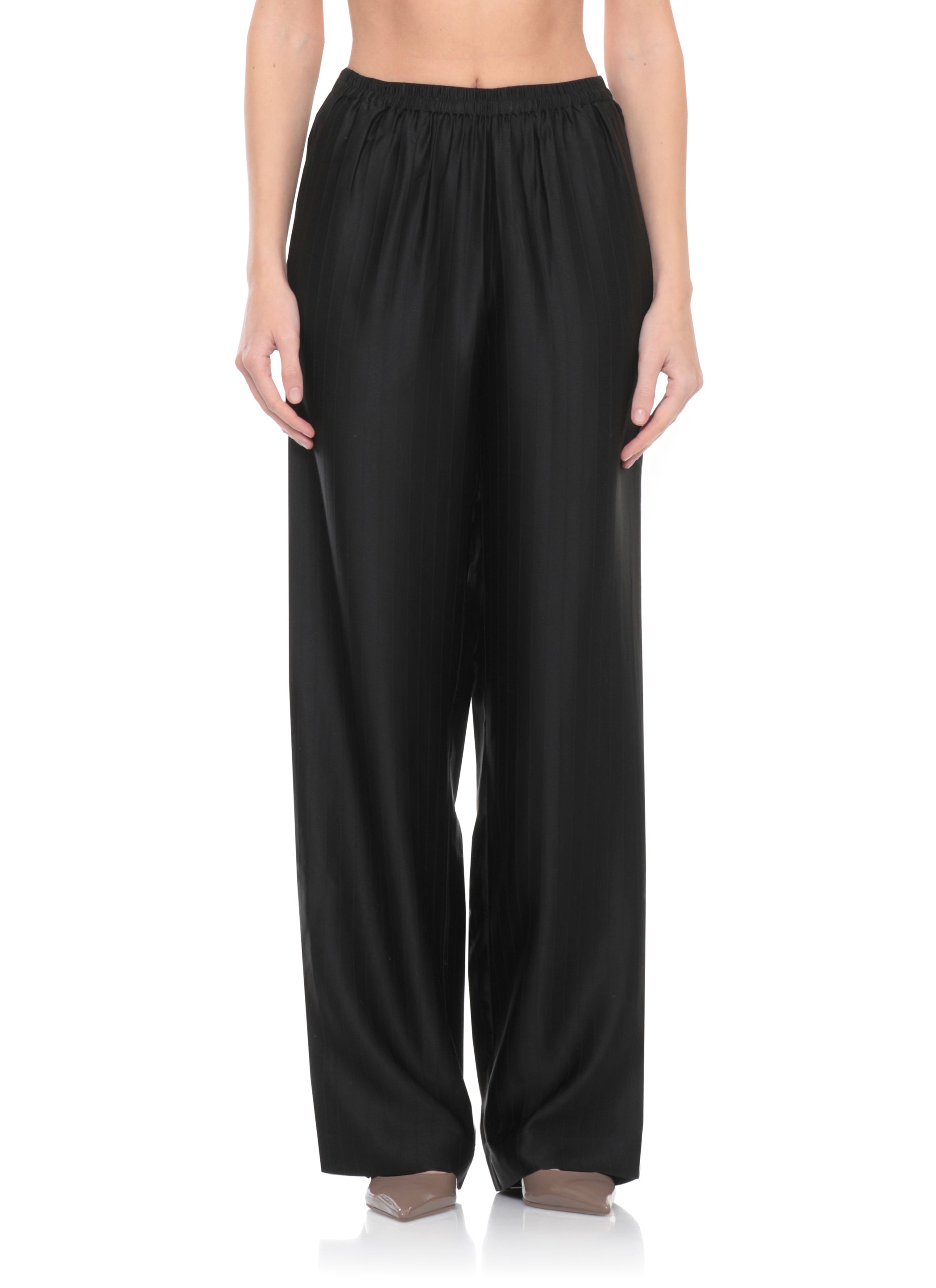 LOULOU DE SAISON Trousers Black Viscose Silk