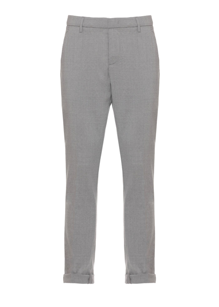 Dondup Trousers Grey Wool Elastane Lining: Cotton