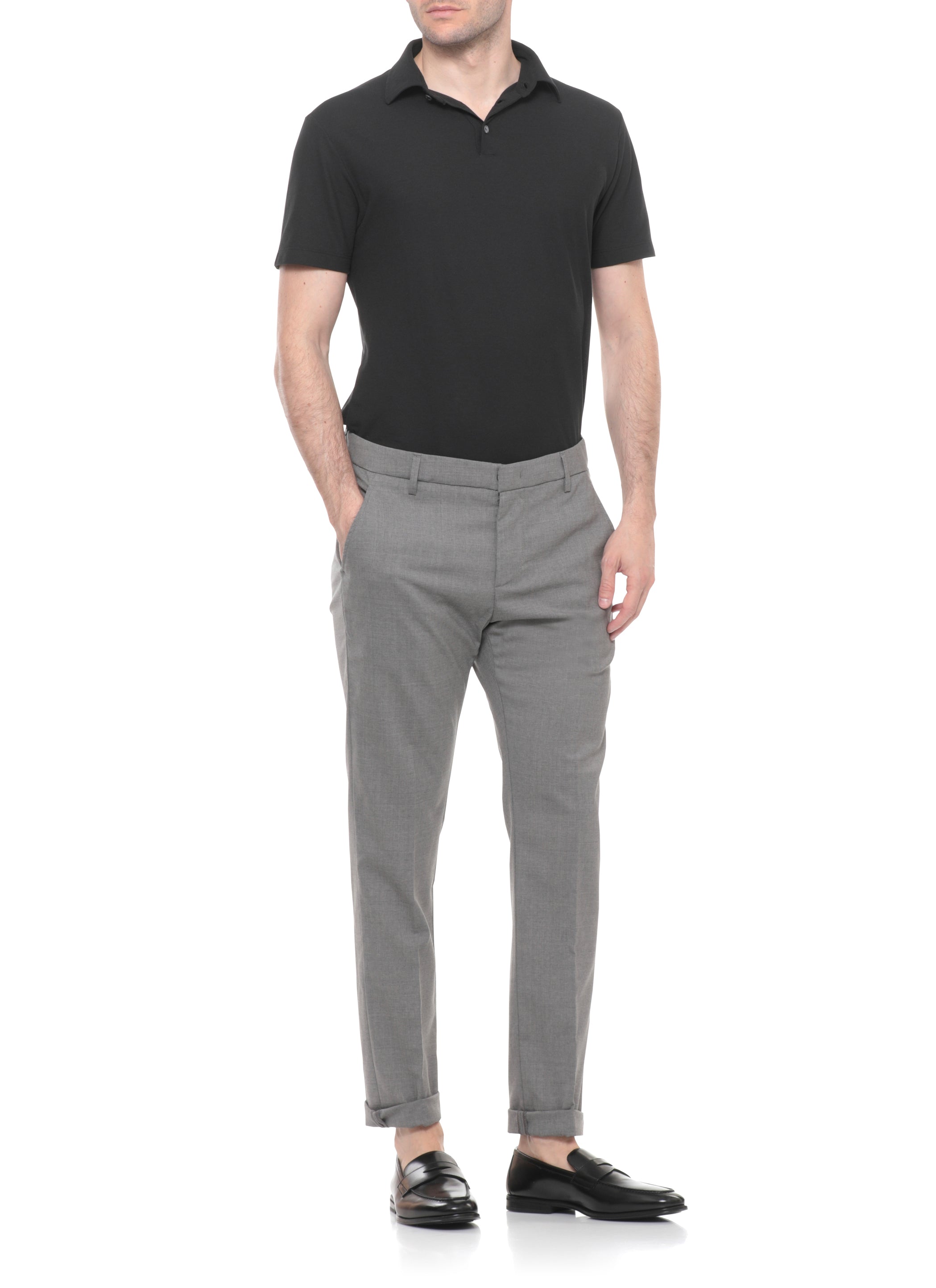 Dondup Trousers Grey Wool Elastane Lining: Cotton