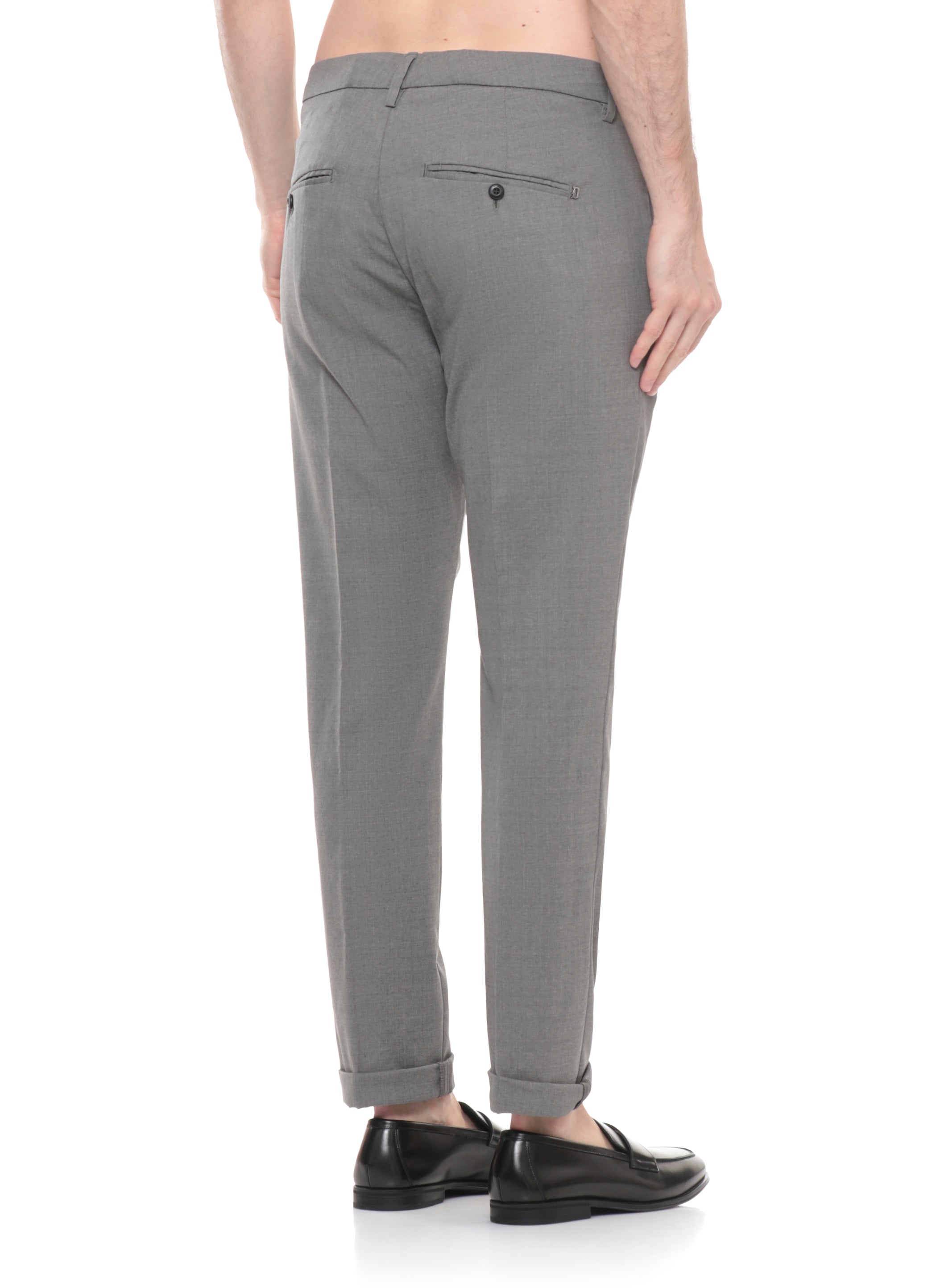 Dondup Trousers Grey Wool Elastane Lining: Cotton