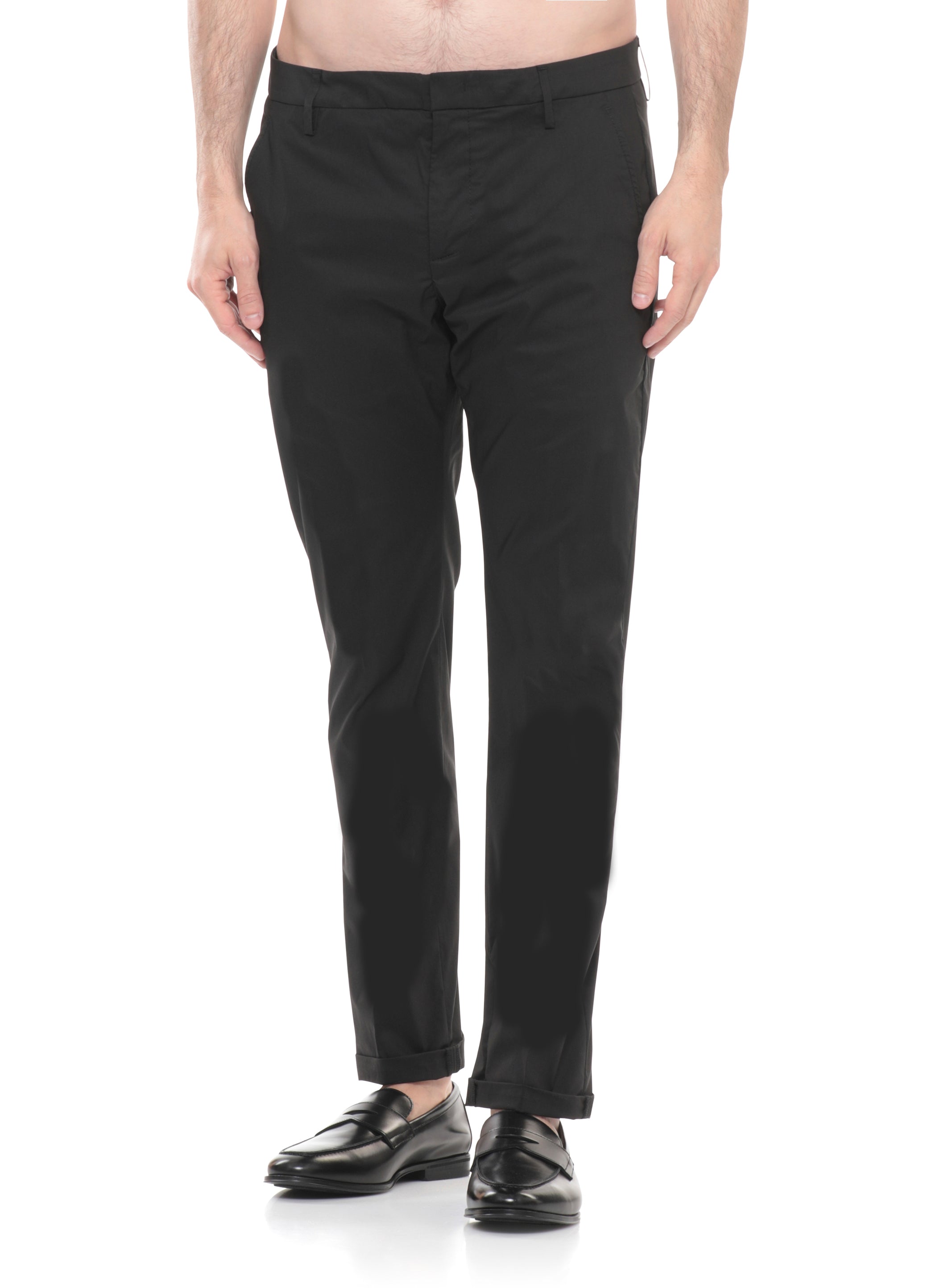 Dondup Trousers Black Cotton Polyamide Elastane