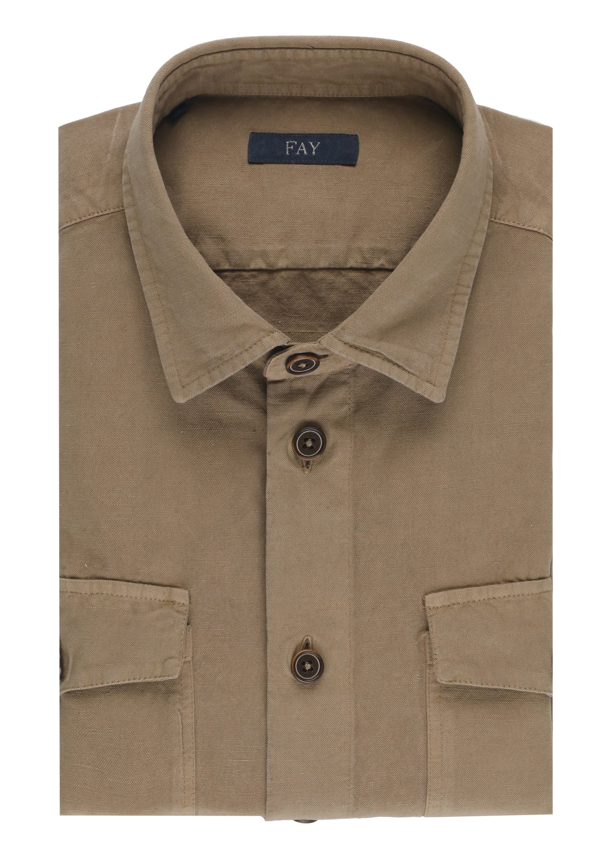 Fay Shirts Brown Linen Cotton