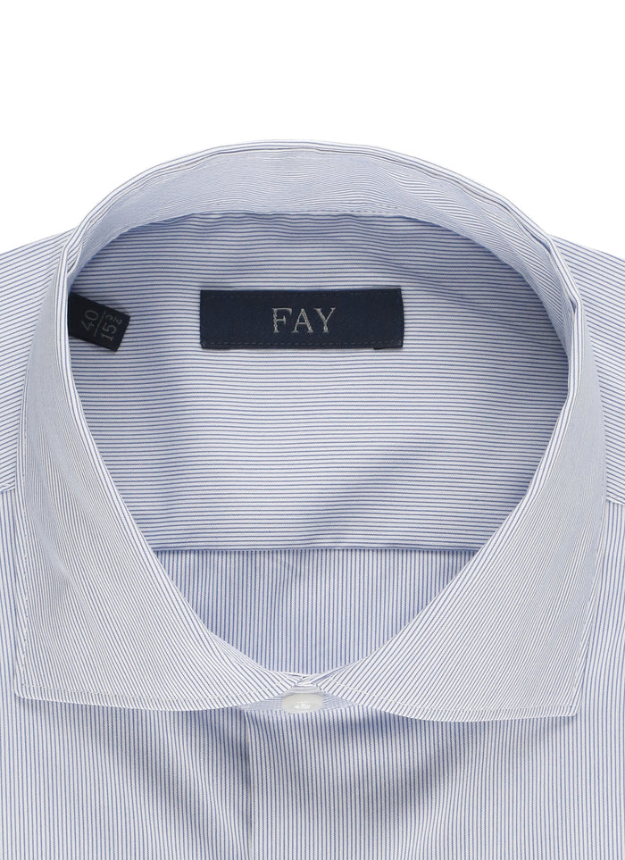 Fay Shirts Blue Cotton Polyamide Elastane