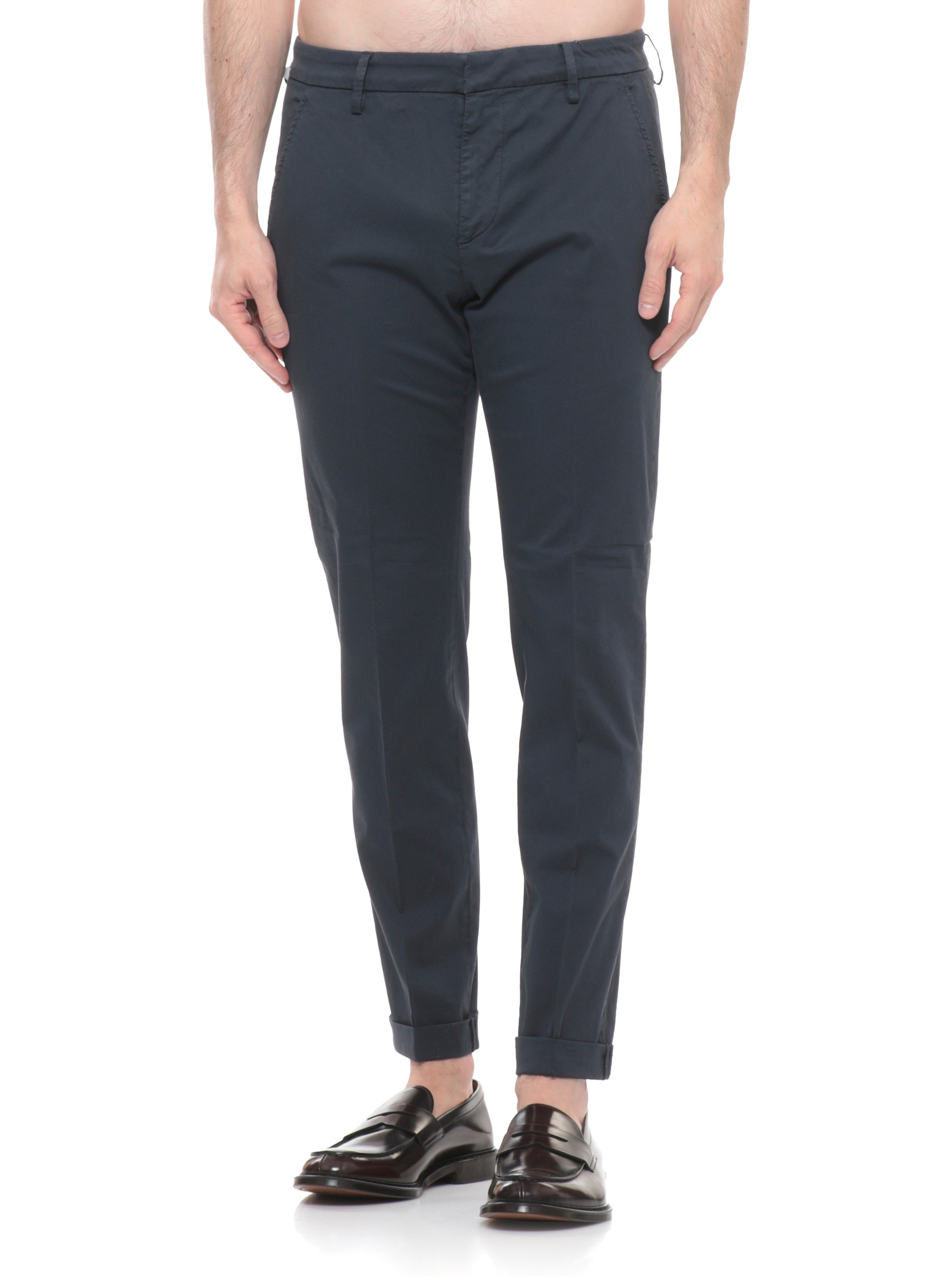 Dondup Trousers Blue Cotton Elastane