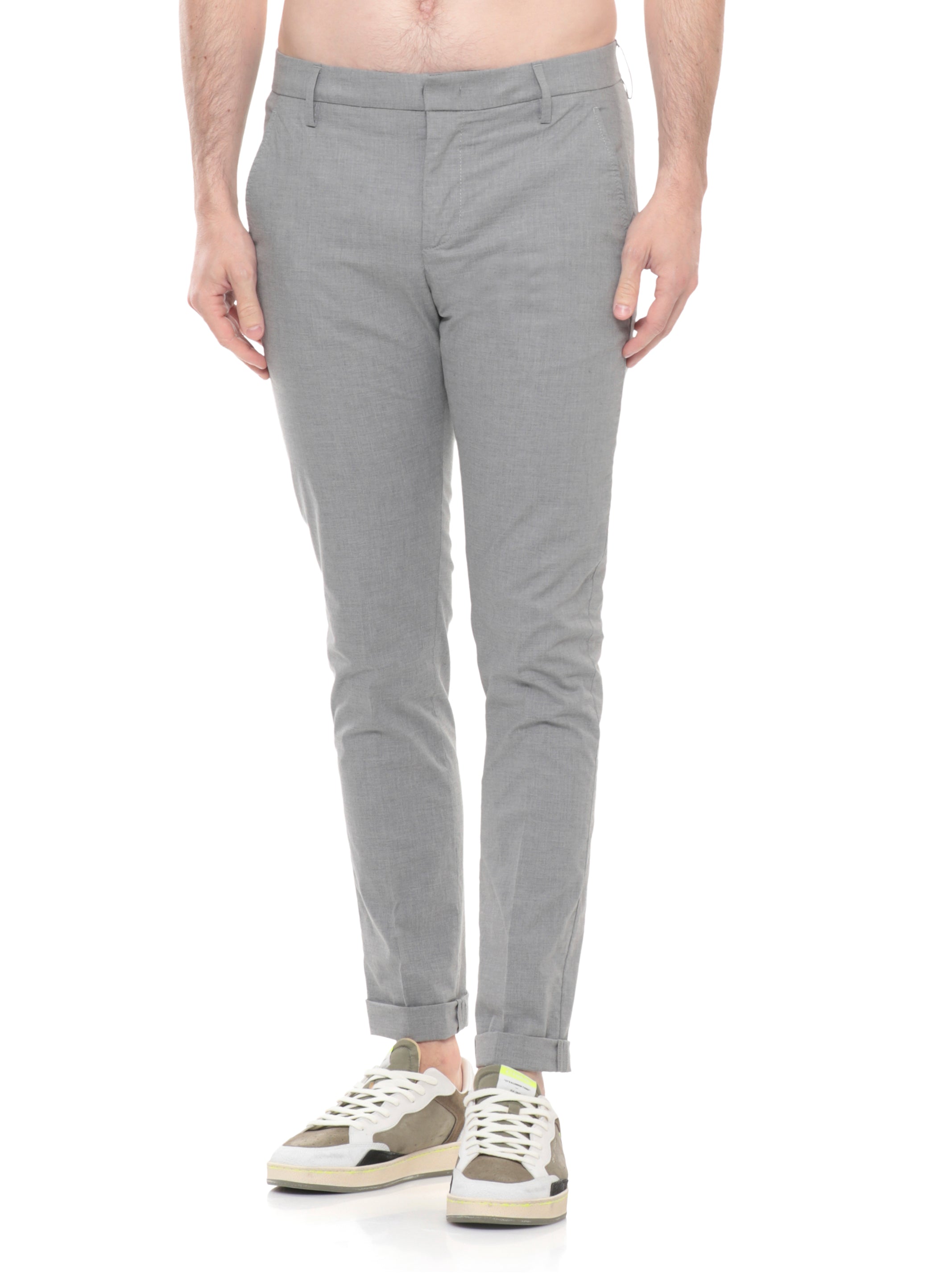 Dondup Trousers Grey Cotton Elastane