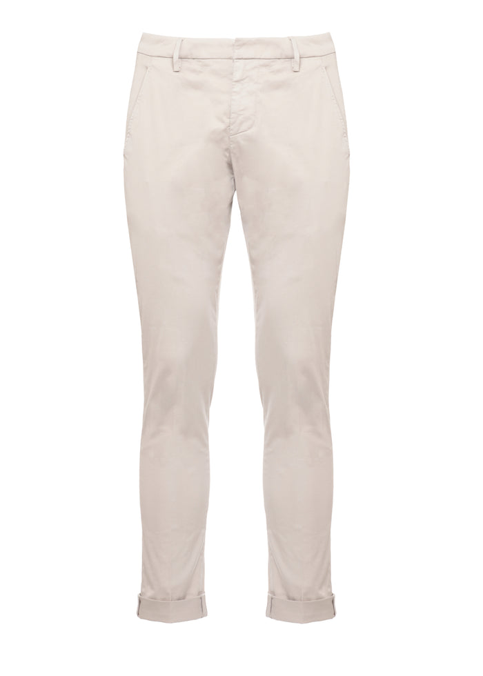 Dondup Trousers Ivory Cotton Elastane