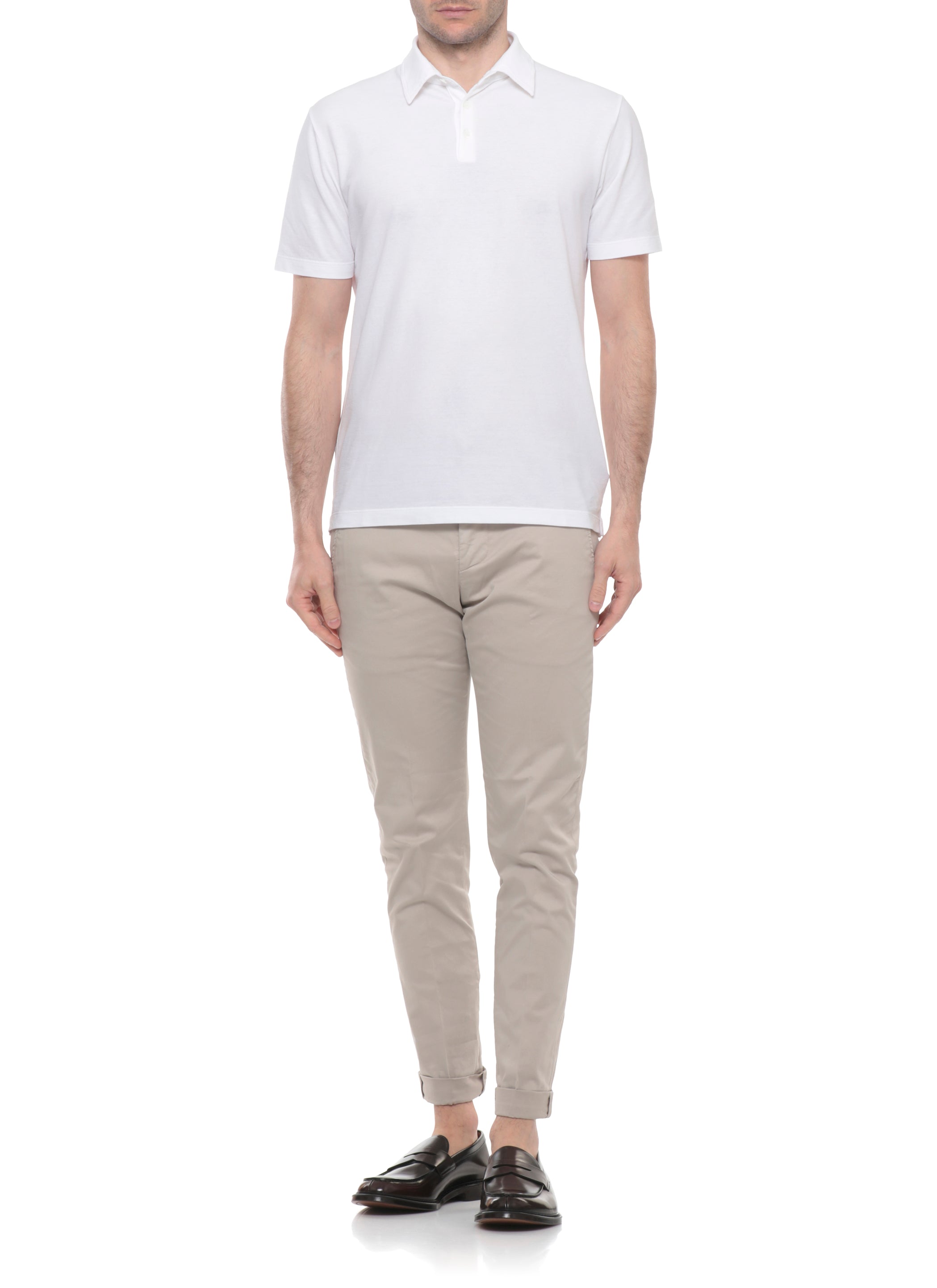 Dondup Trousers Ivory Cotton Elastane