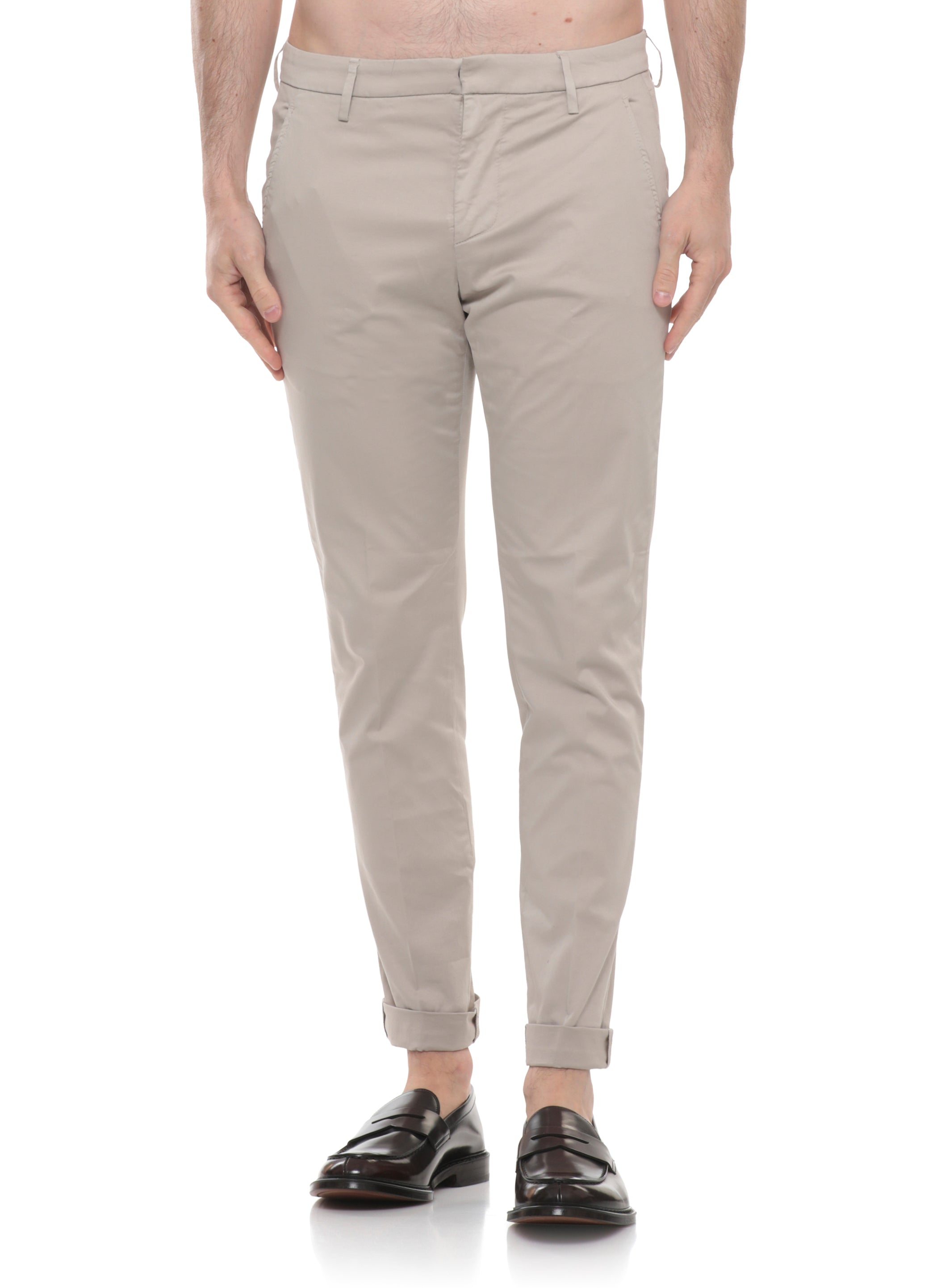 Dondup Trousers Ivory Cotton Elastane