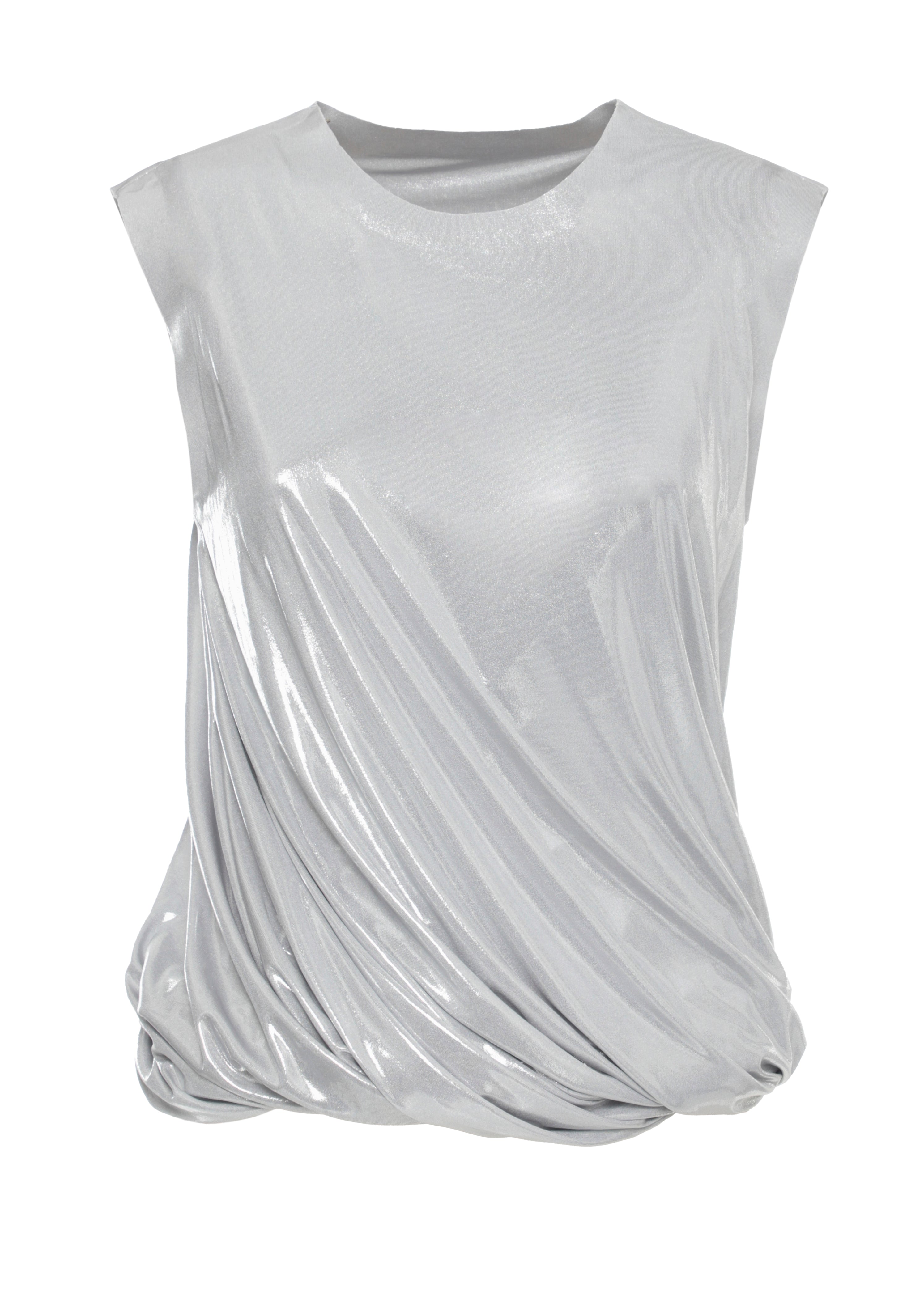 Norma Kamali Top Silver Polyester Elastane