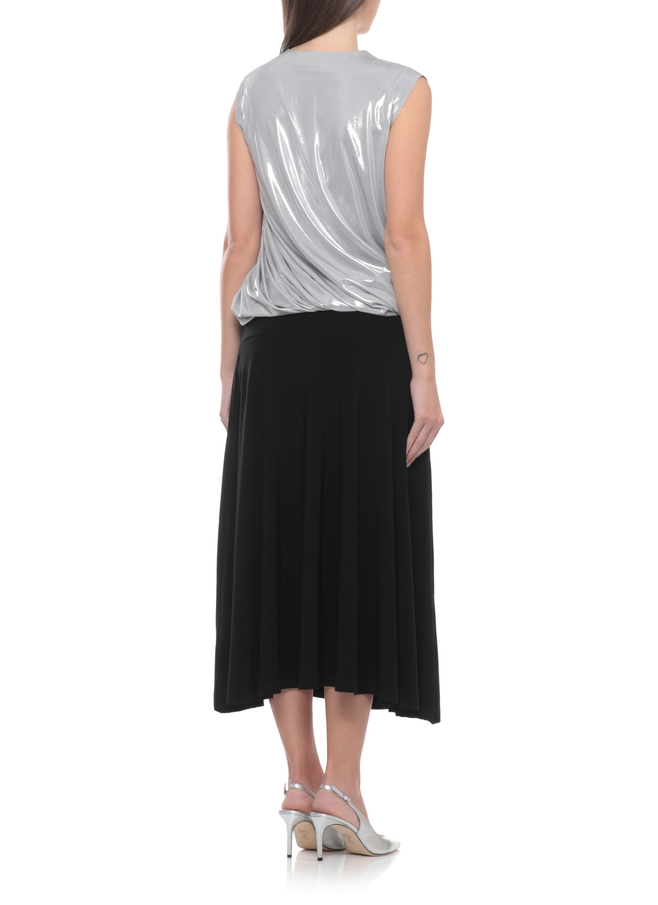 Norma Kamali Top Silver Polyester Elastane