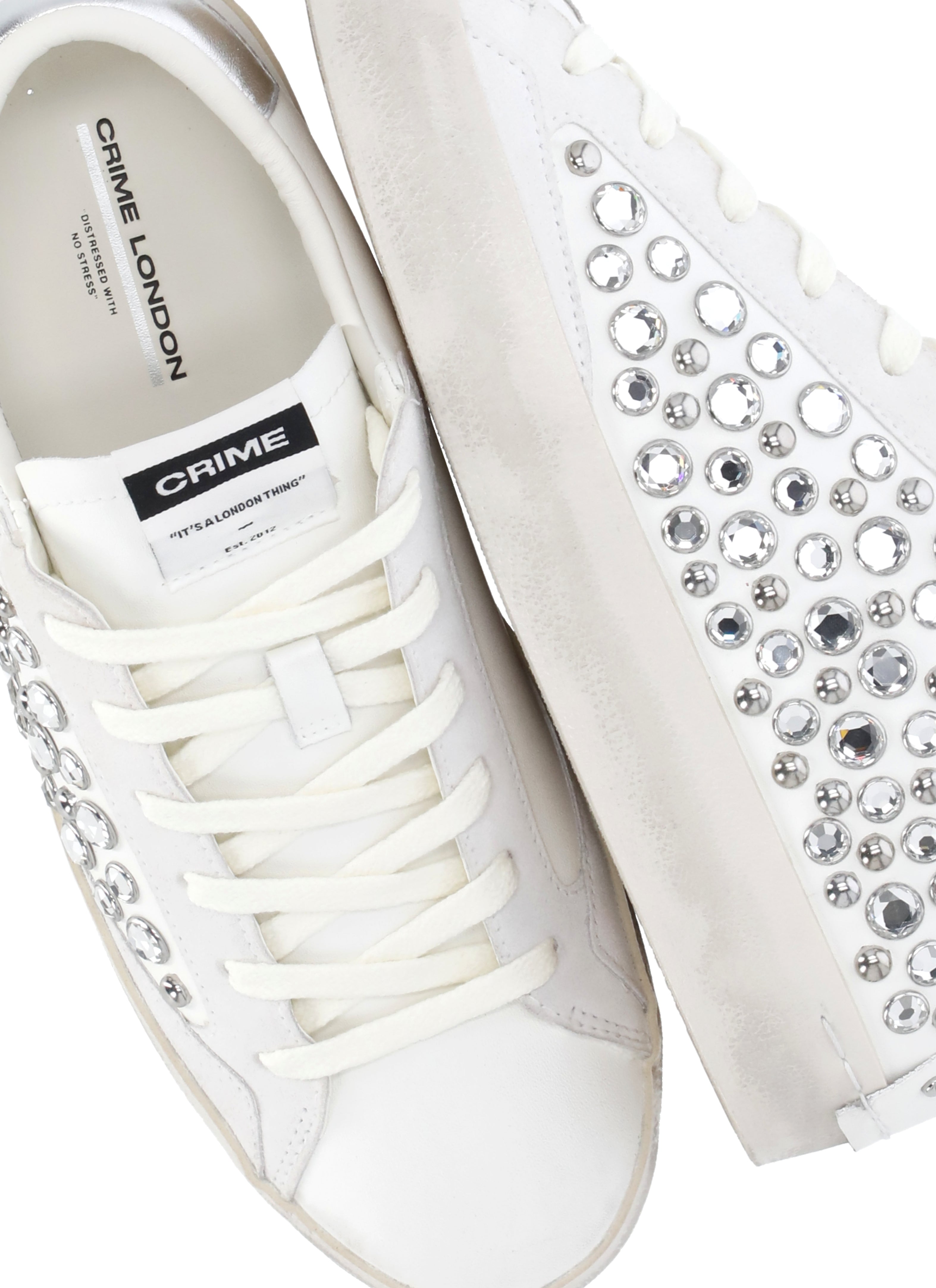 Crime London Sneakers White Cow Leather Sole: Rubber
