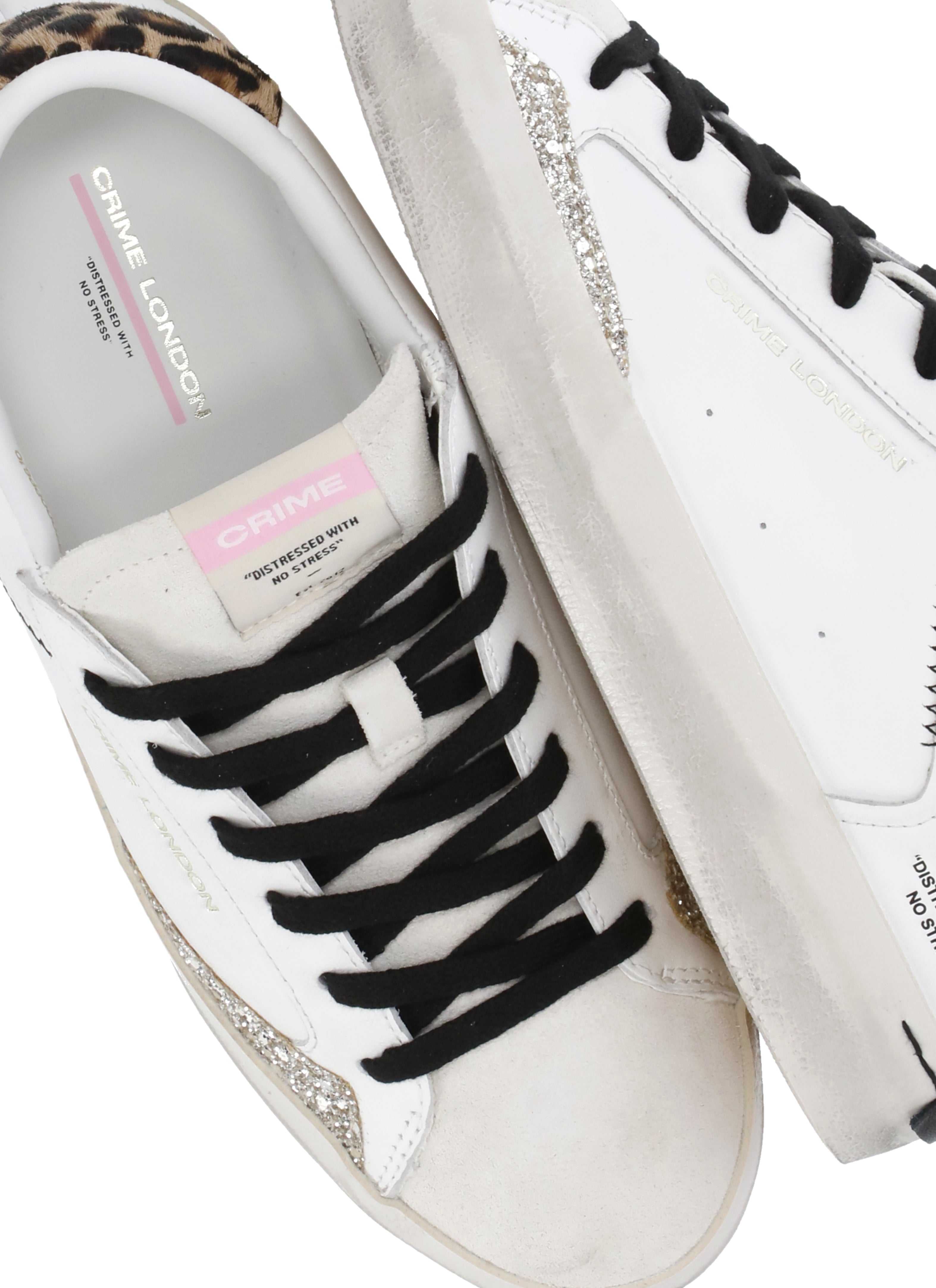 Crime London Sneakers White Cow Leather Sole: Rubber