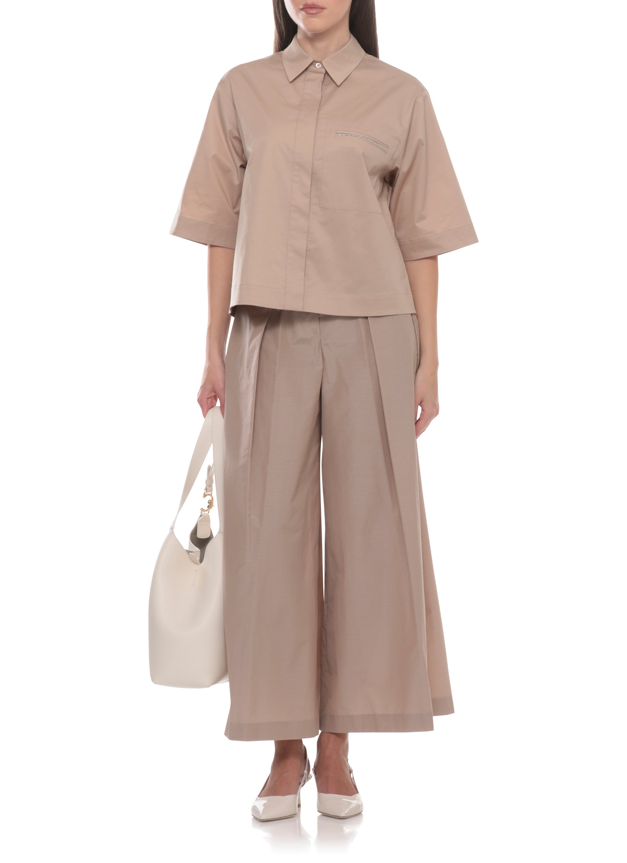 Peserico Shirts Brown Cotton Elastane