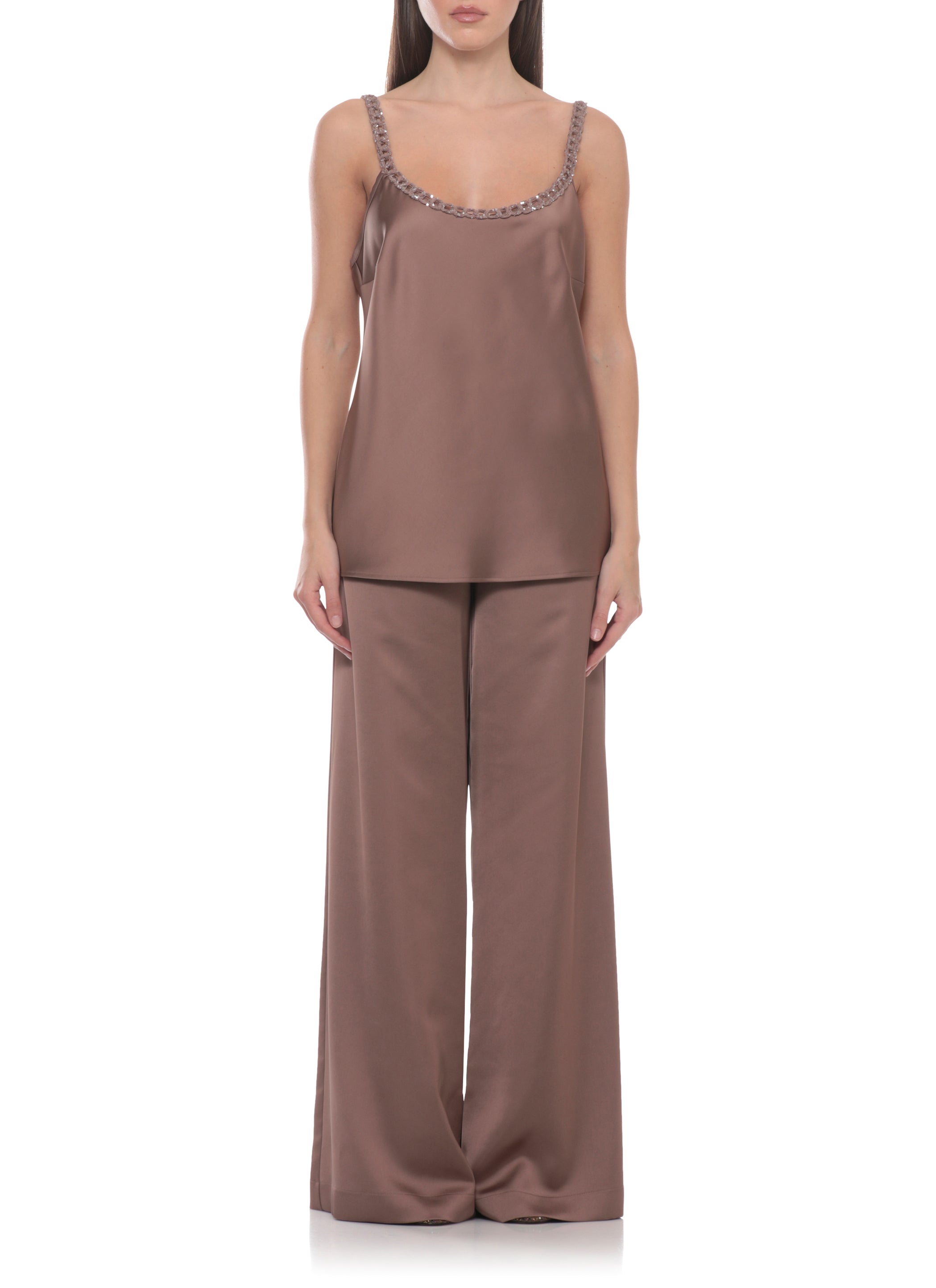 D.EXTERIOR Top Brown Polyester