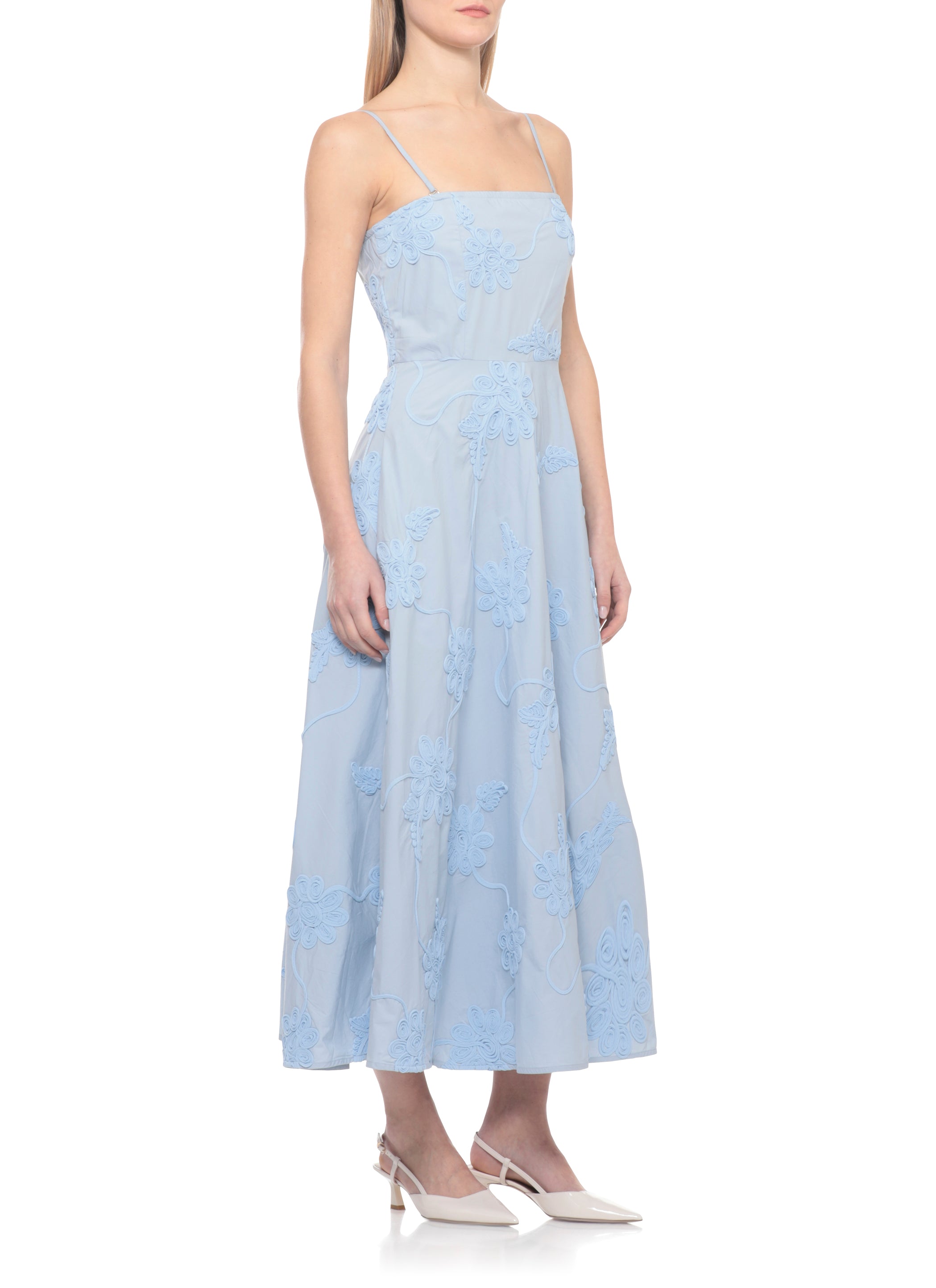Rotate Dresses Light Blue Cotton Decoration: Polyester