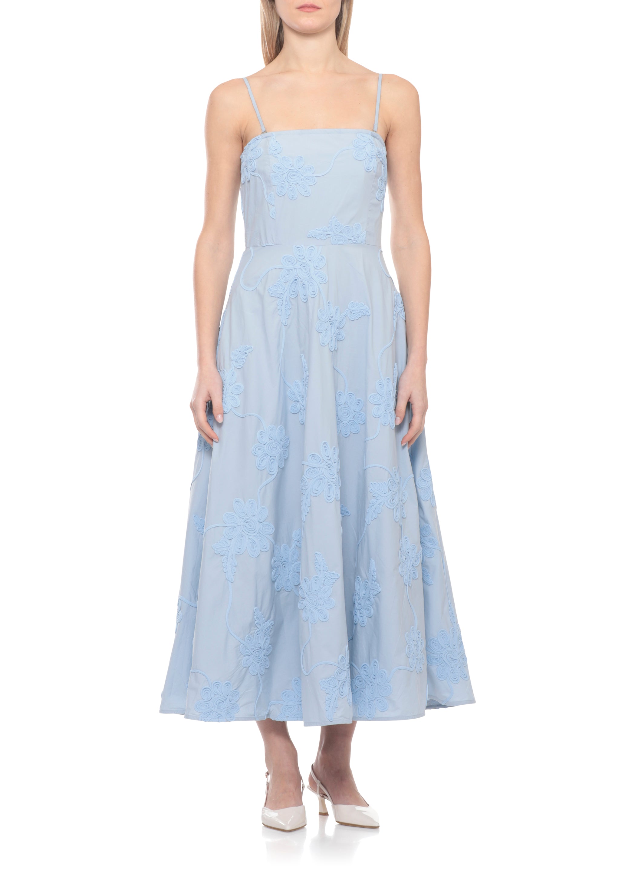 Rotate Dresses Light Blue Cotton Decoration: Polyester