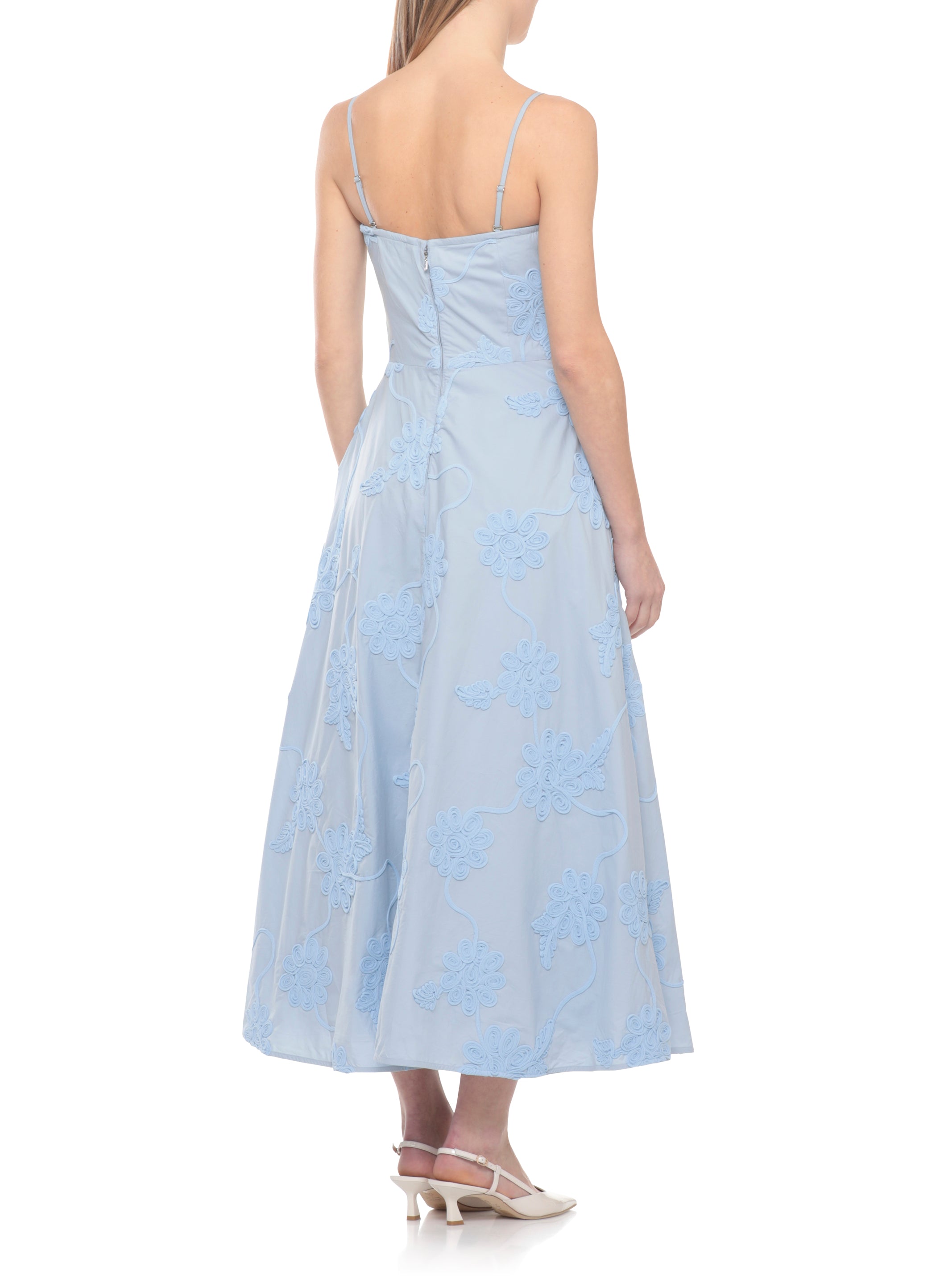 Rotate Dresses Light Blue Cotton Decoration: Polyester