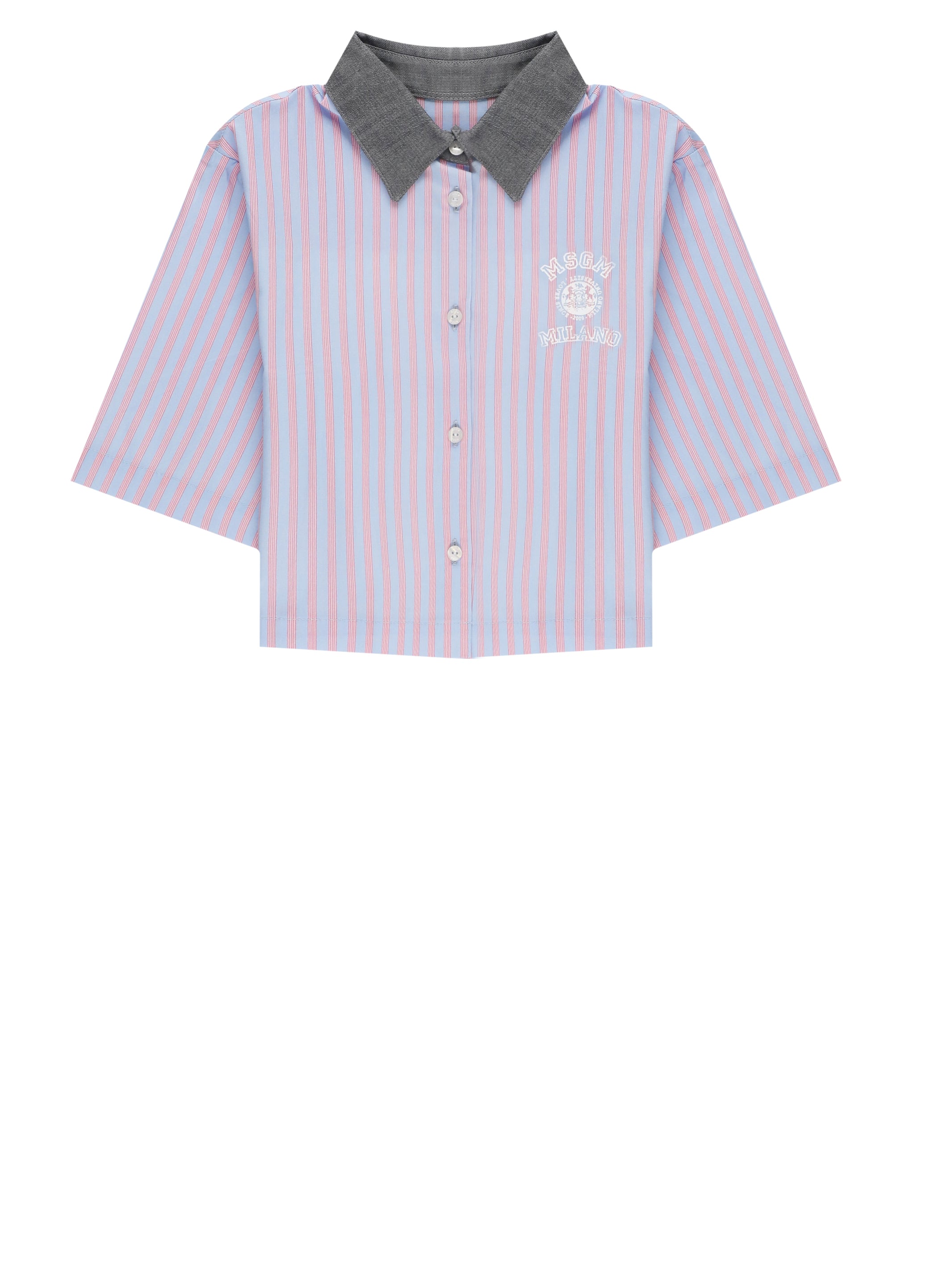 Msgm Shirts Light Blue Cotton