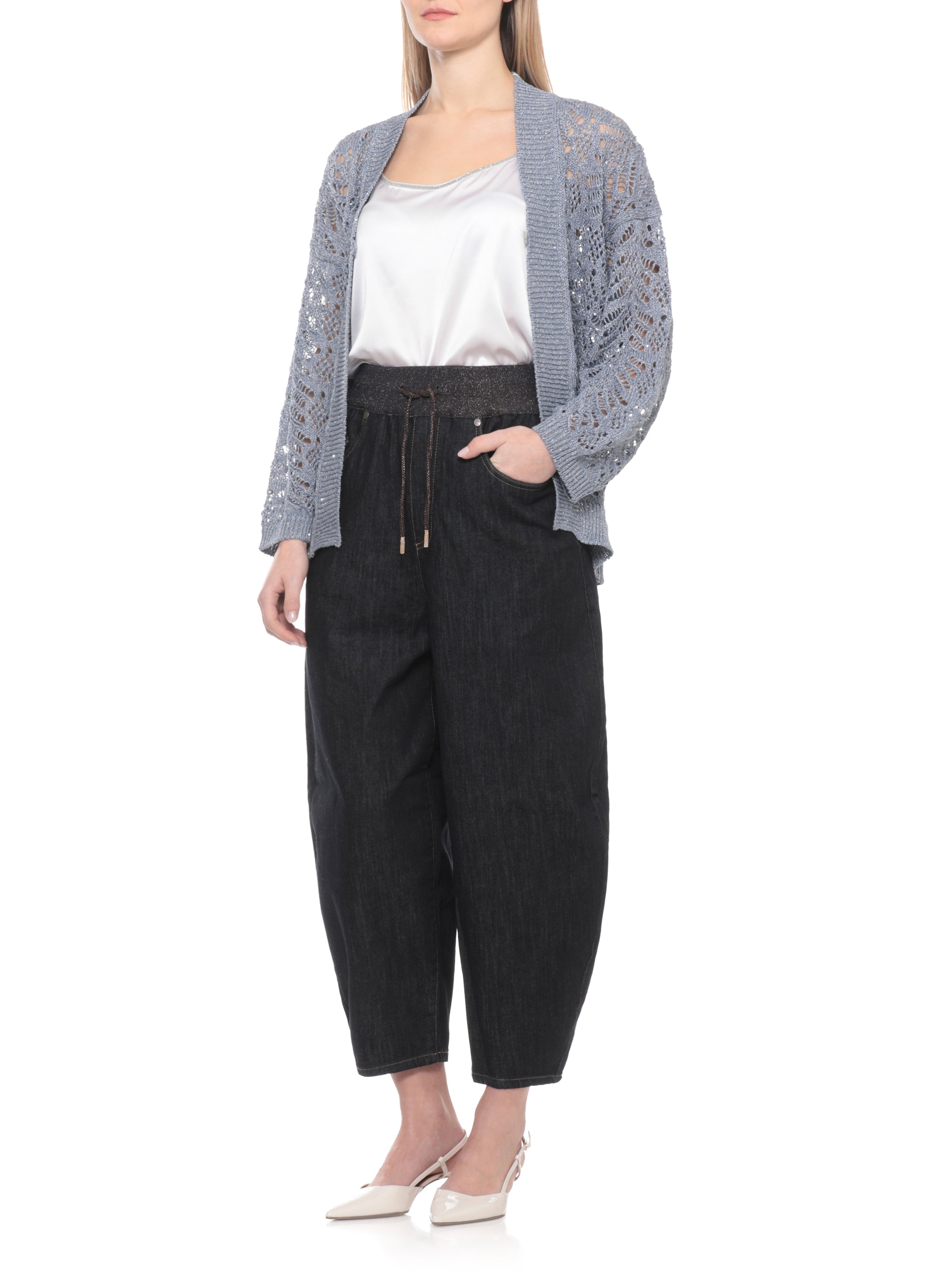 Panicale Sweaters Blue Linen Polyester Cotton