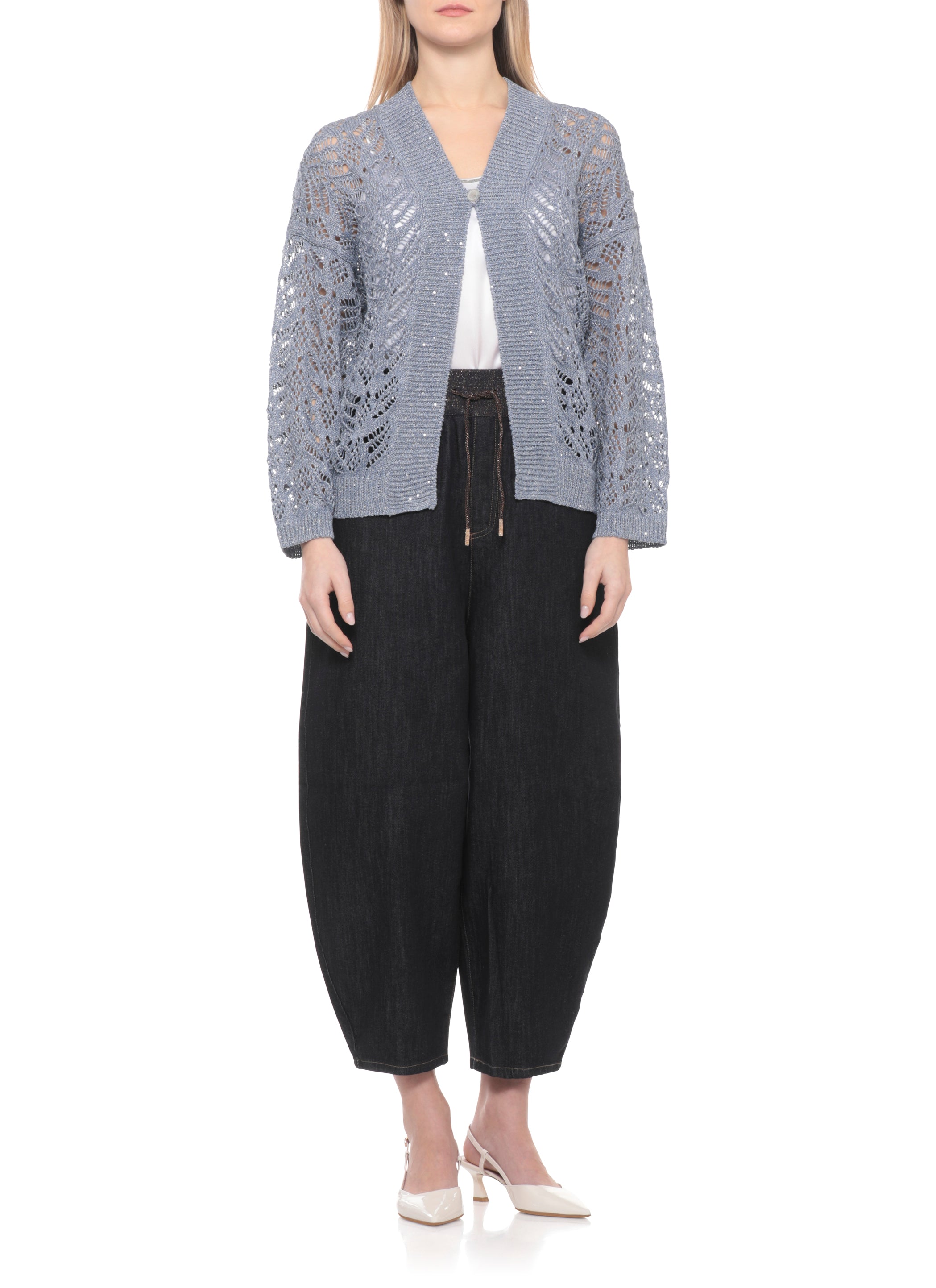 Panicale Sweaters Blue Linen Polyester Cotton