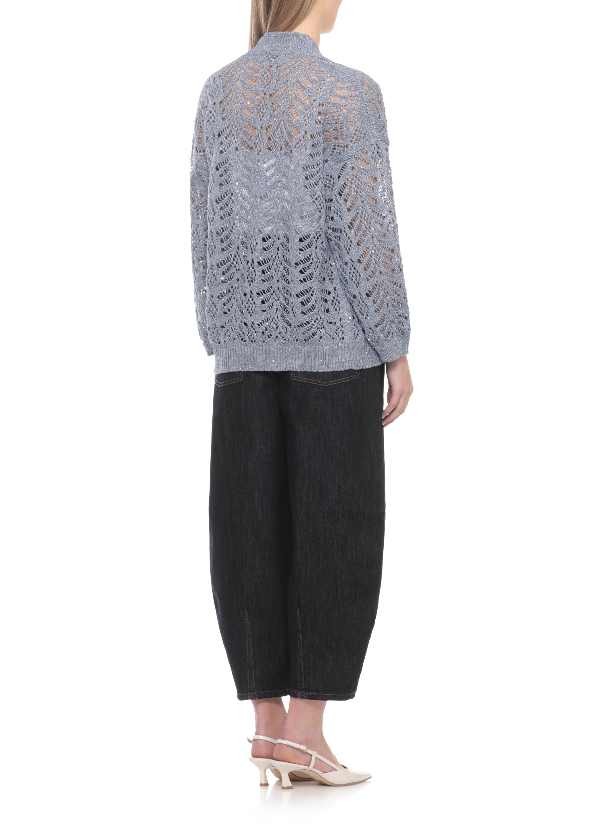 Panicale Sweaters Blue Linen Polyester Cotton