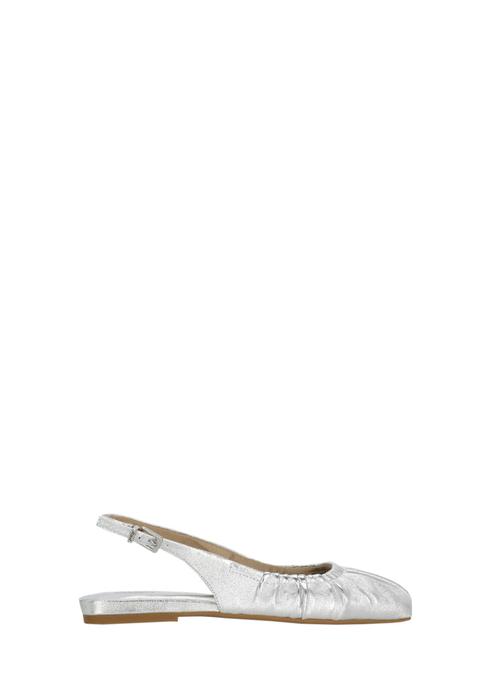 Ash Flat Shoes Silver Cow Leather Sole: Rubber