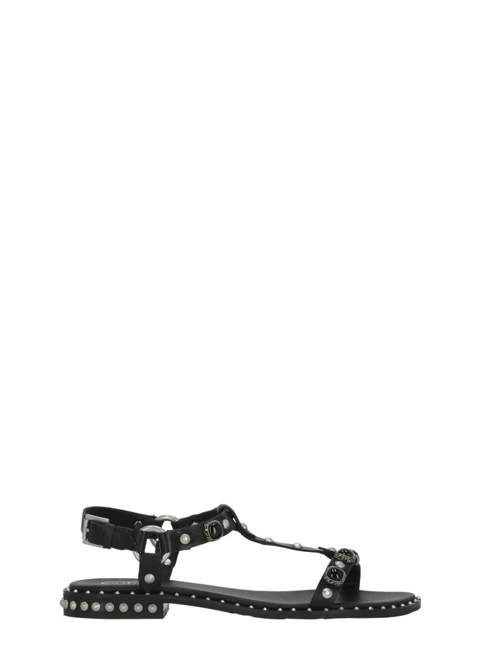 Ash Sandals Black Goat Leather Sole: Rubber