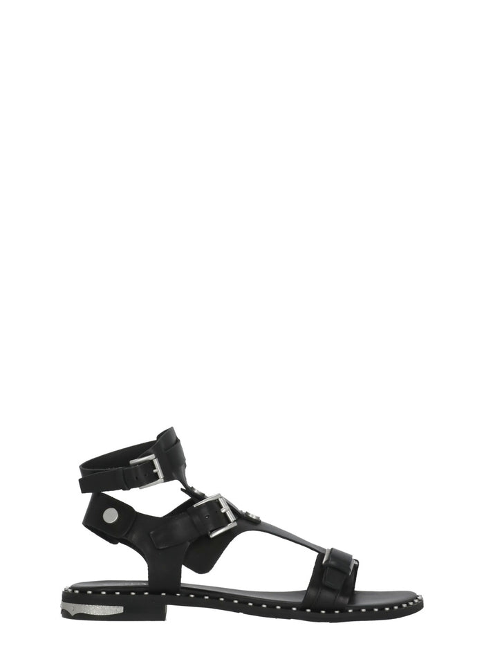 Ash Sandals Black Calf Leather Sole: Rubber