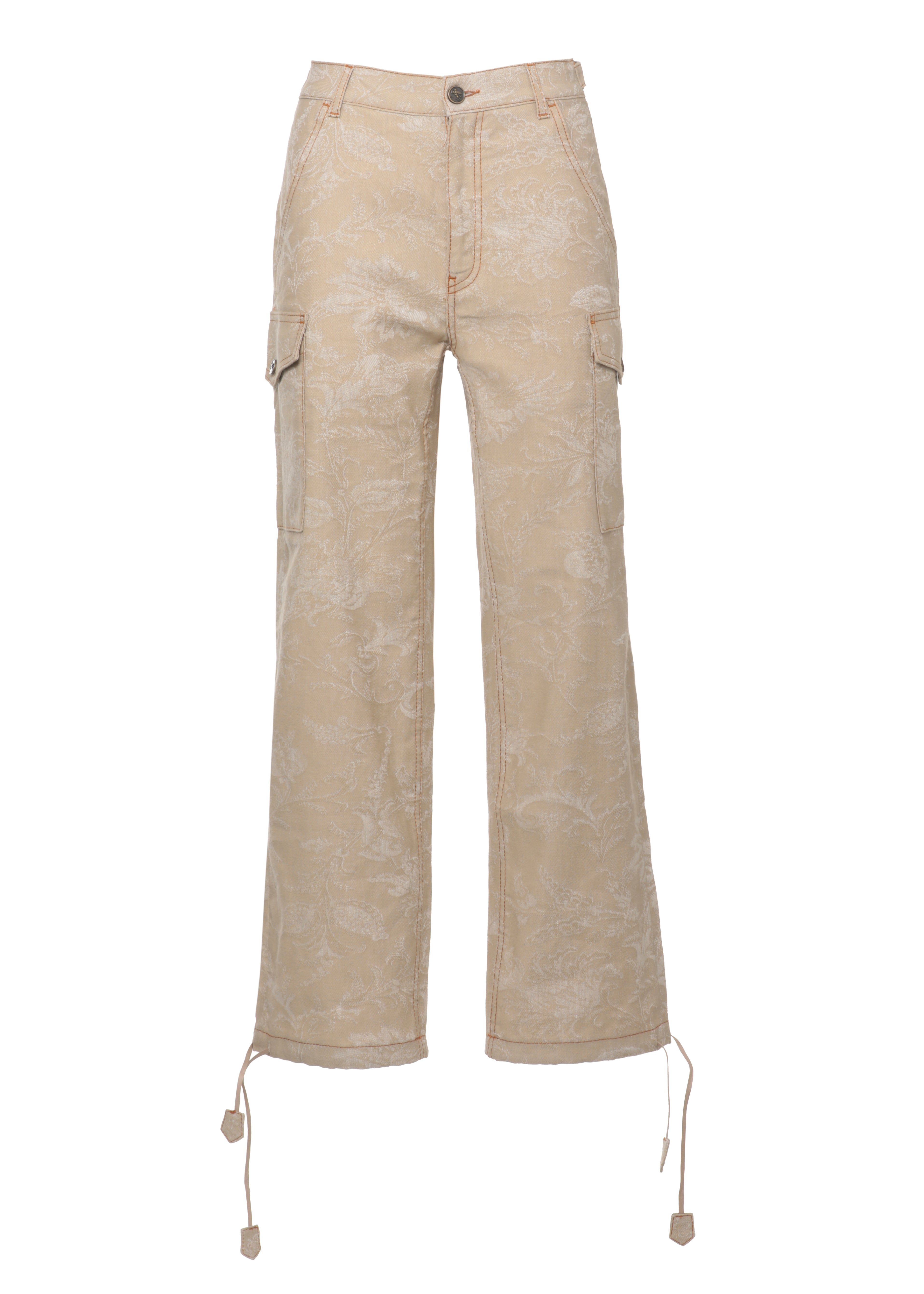 Etro Trousers Beige Cotton Linen Elastane