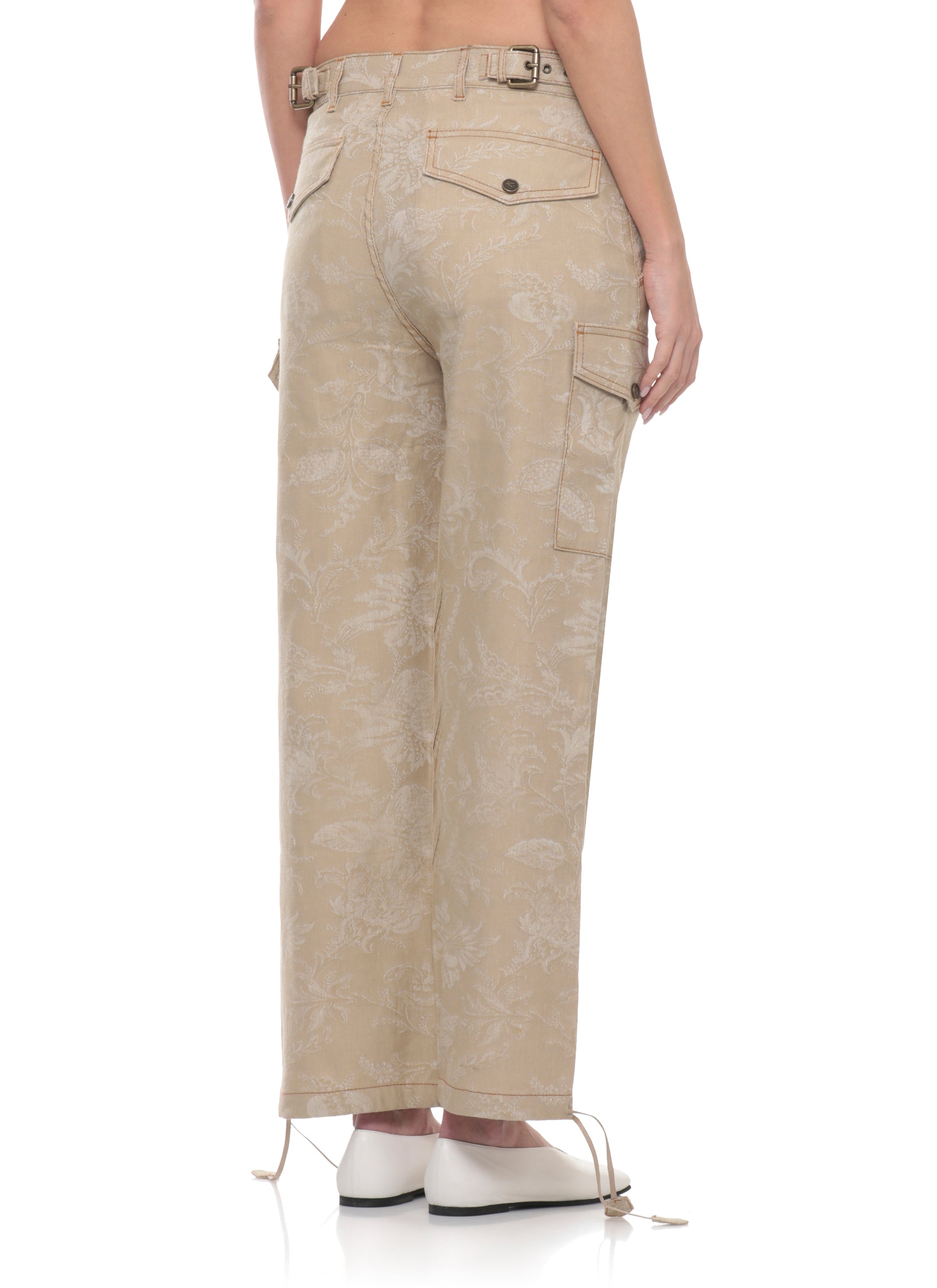 Etro Trousers Beige Cotton Linen Elastane